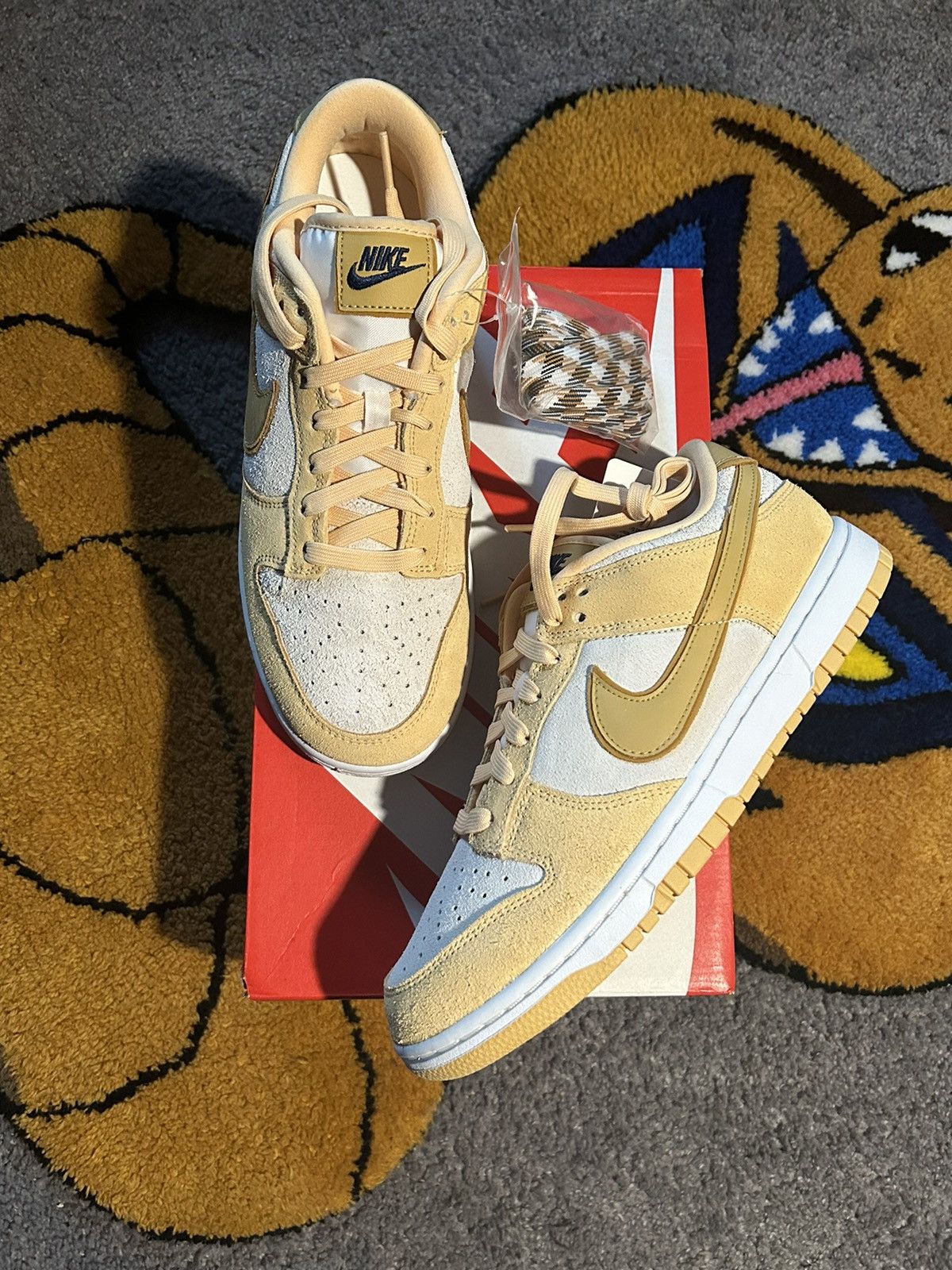 image of Nike Dunk Low Lx W Celestial Gold Sail Ds Shoes in White/Gold, Men's (Size 8)