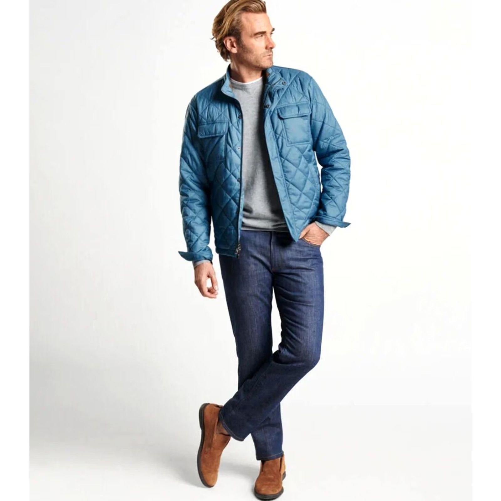 Peter Millar Peter Millar Norfolk Quilted Bomber Jacket Men 2XL RSVR Blue Classic NWT 50 Size US XXL / EU 58 / 5 - 2 Thumbnail