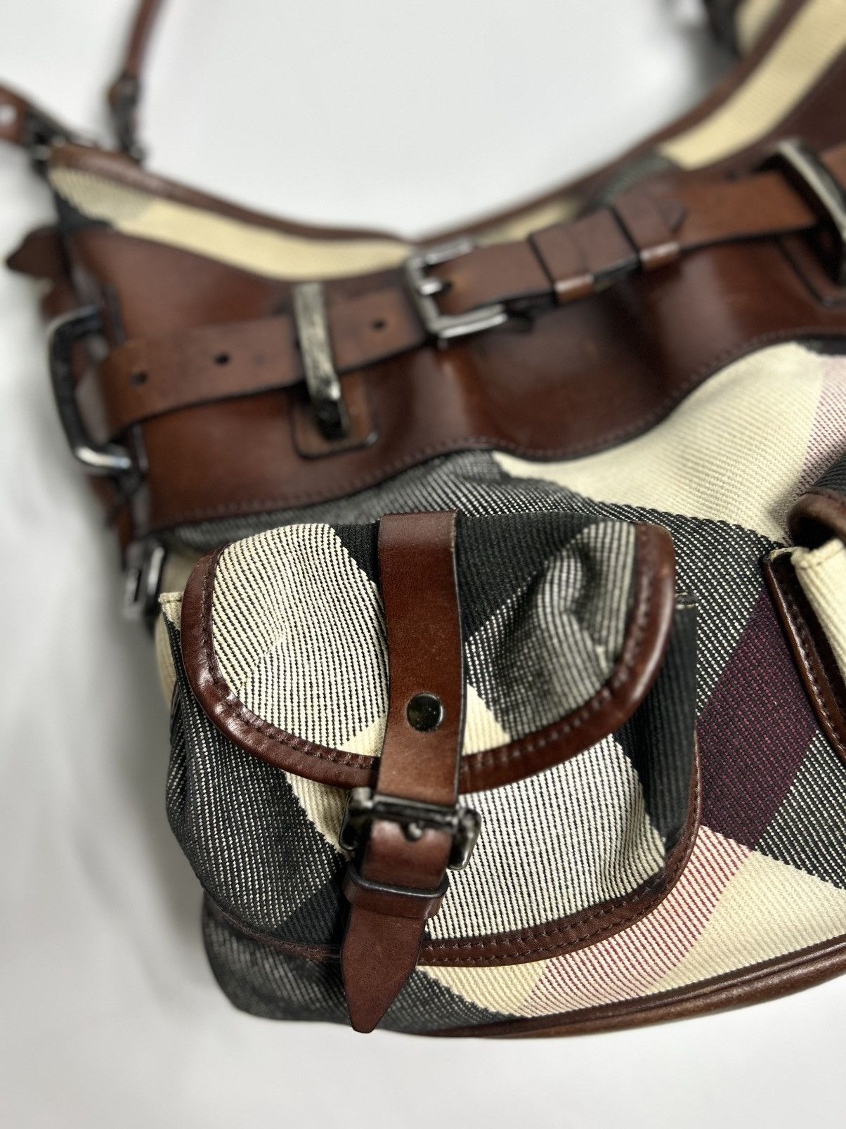 Burberry Burberry Mega Check Canvas Dark Leather Lowry Size ONE SIZE - 3 Thumbnail