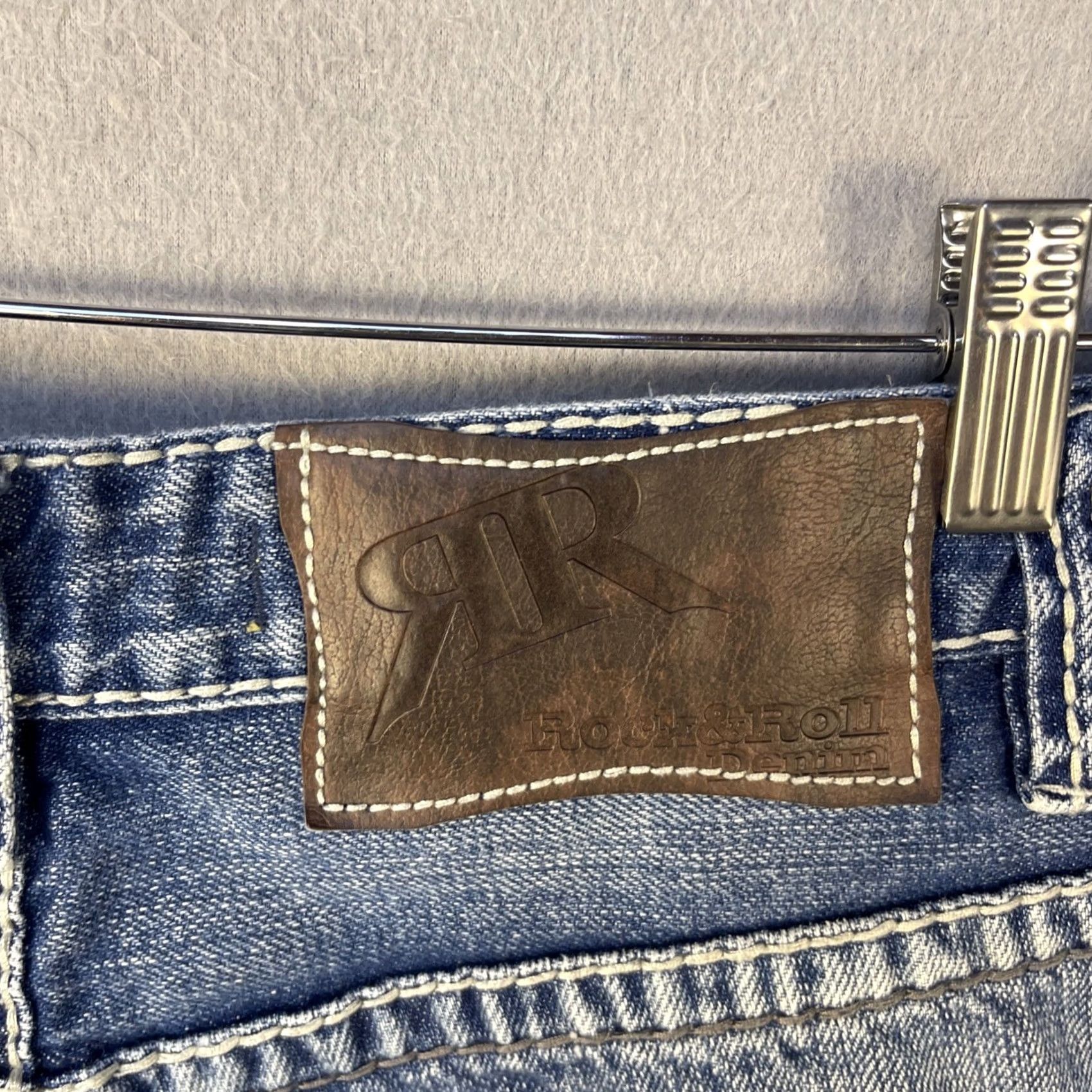 Denime Rock & Roll Cowboy Jeans 34x29 Mens Blue Denim Straight Relaxed Mid Rise 5-Pocket Denim Cotton Jeans Size US 34 / EU 50 - 5 Thumbnail