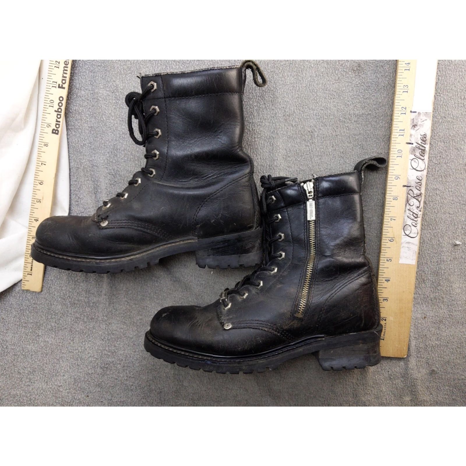 Harley Davidson Harley-Davidson Boots Womens 11 Black Leather Mid-Calf Zip lace up Biker Workwear Casual Shoes Size US 11 / IT 41 - 2 Thumbnail