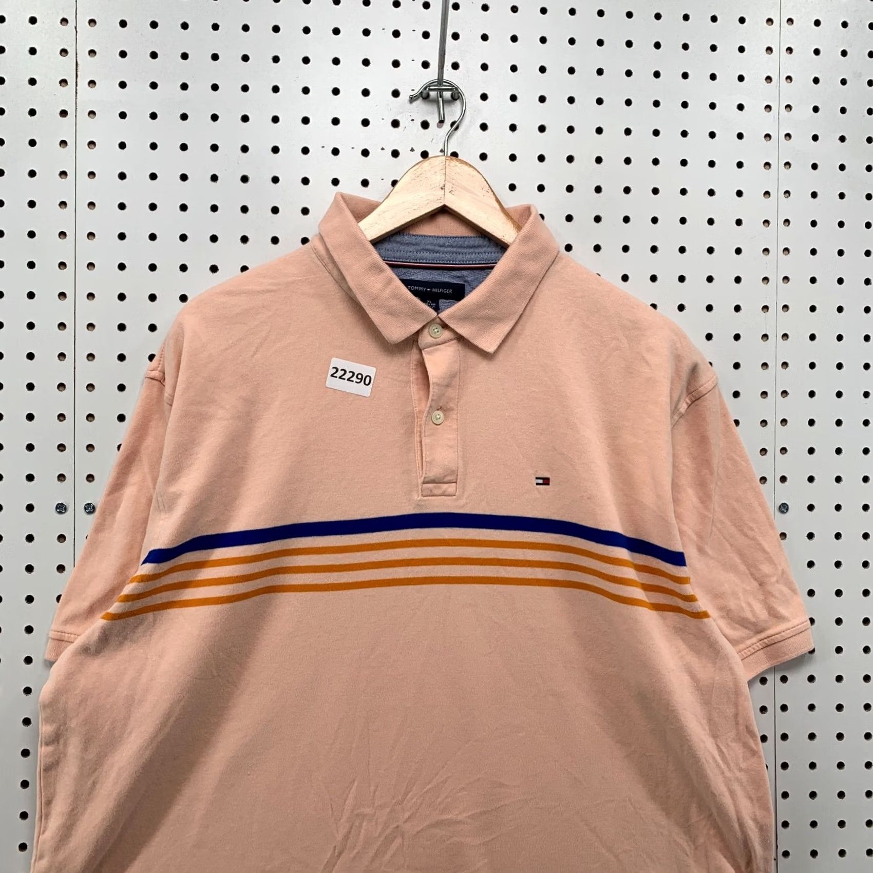 Tommy Hilfiger Tommy Hilfiger Polo Shirt Pink Blue Orange Striped Mens XL Classic Fit 25x28 Size US XL / EU 56 / 4 - 6 Thumbnail