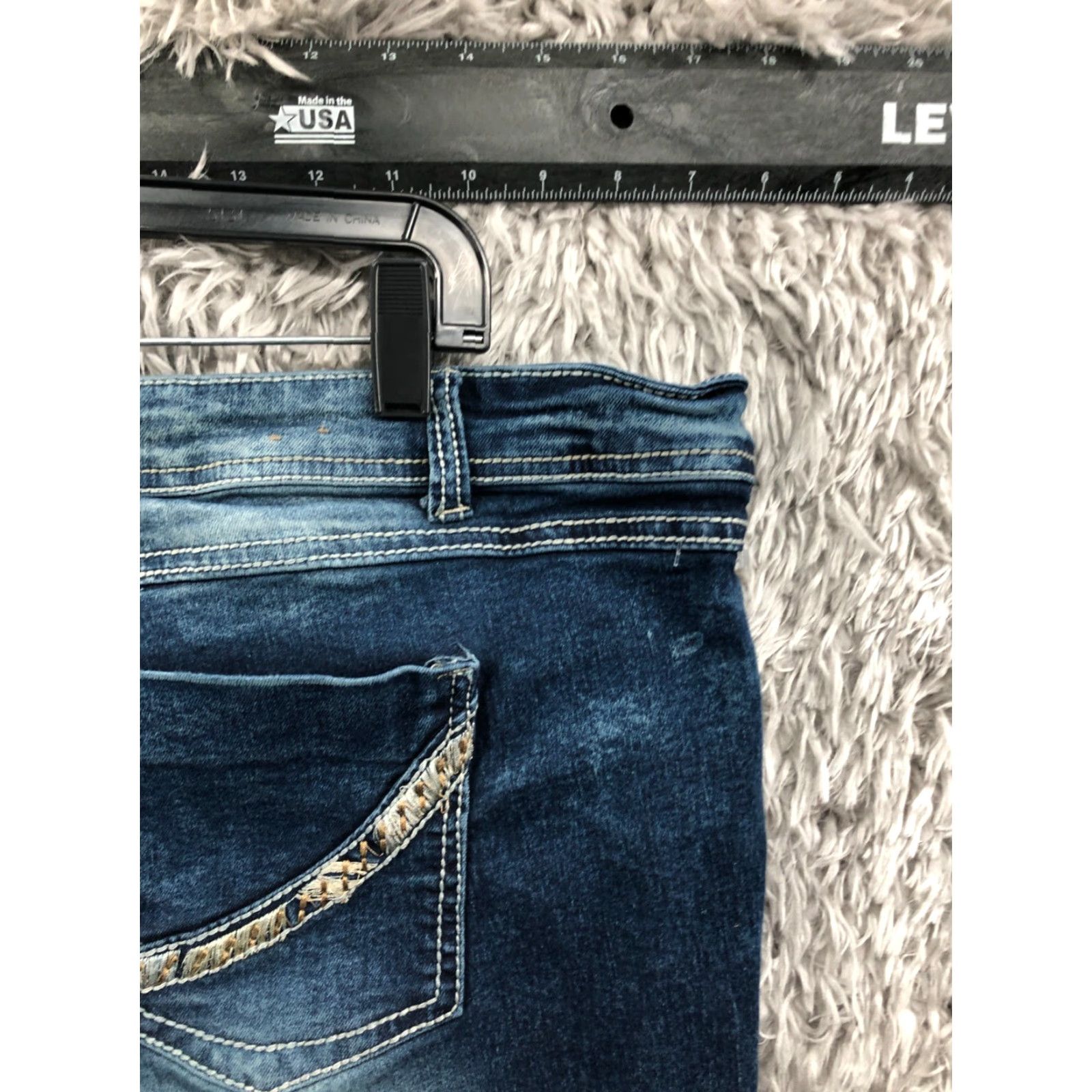 Almost Famous Almost Famous Jeans Skinny 22 Womens Plus Size Mid Rise Dark Wash Blue Vintage No Size 40" / US 18 - 6 Thumbnail