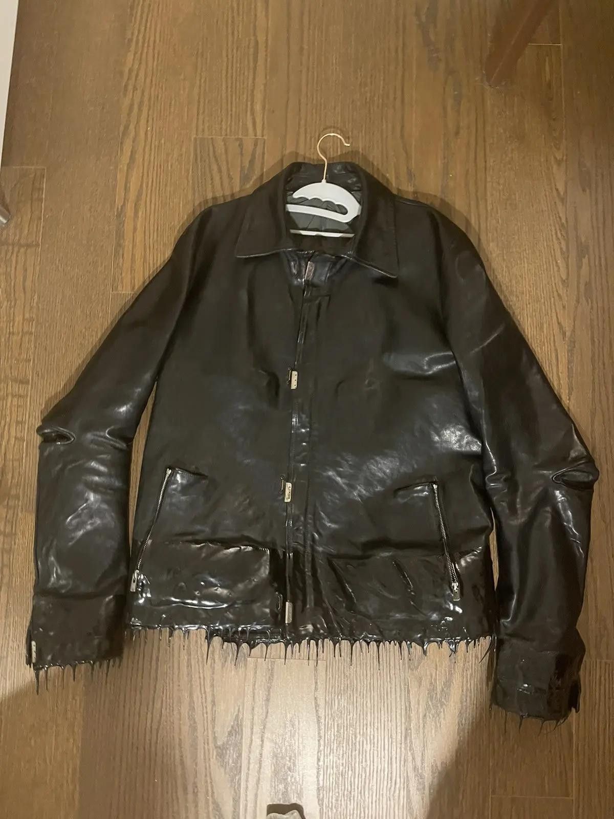 scarstitch dripped leather jacket - threedaughtersproperties.com