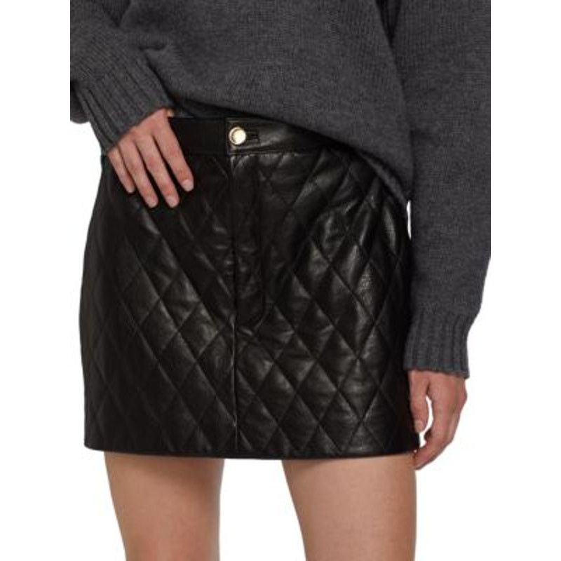 Frame FRAME Quilted Lamb Leather Miniskirt XL Size 32" / US 10 / IT 46 - 2 Thumbnail