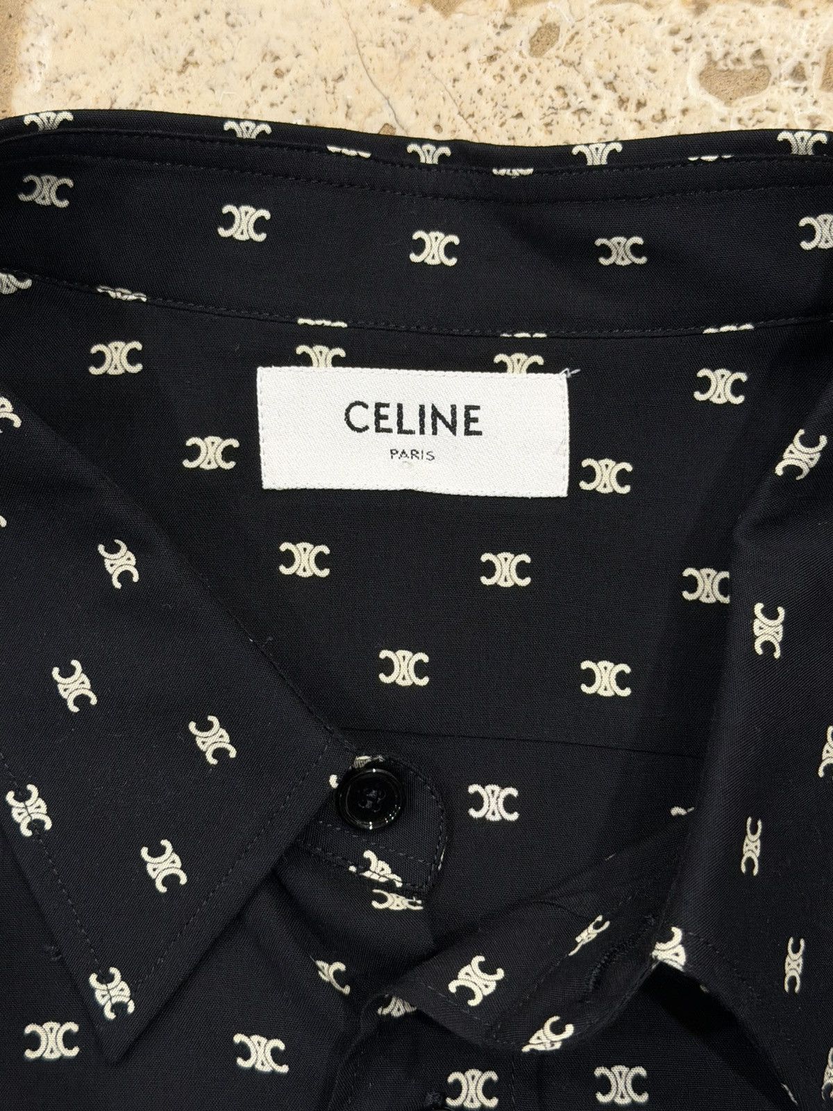 Celine Celine x Hedi Loose Viscoe Triomphe Logo Print Button Shirt Size US L / EU 52-54 / 3 - 7 Thumbnail