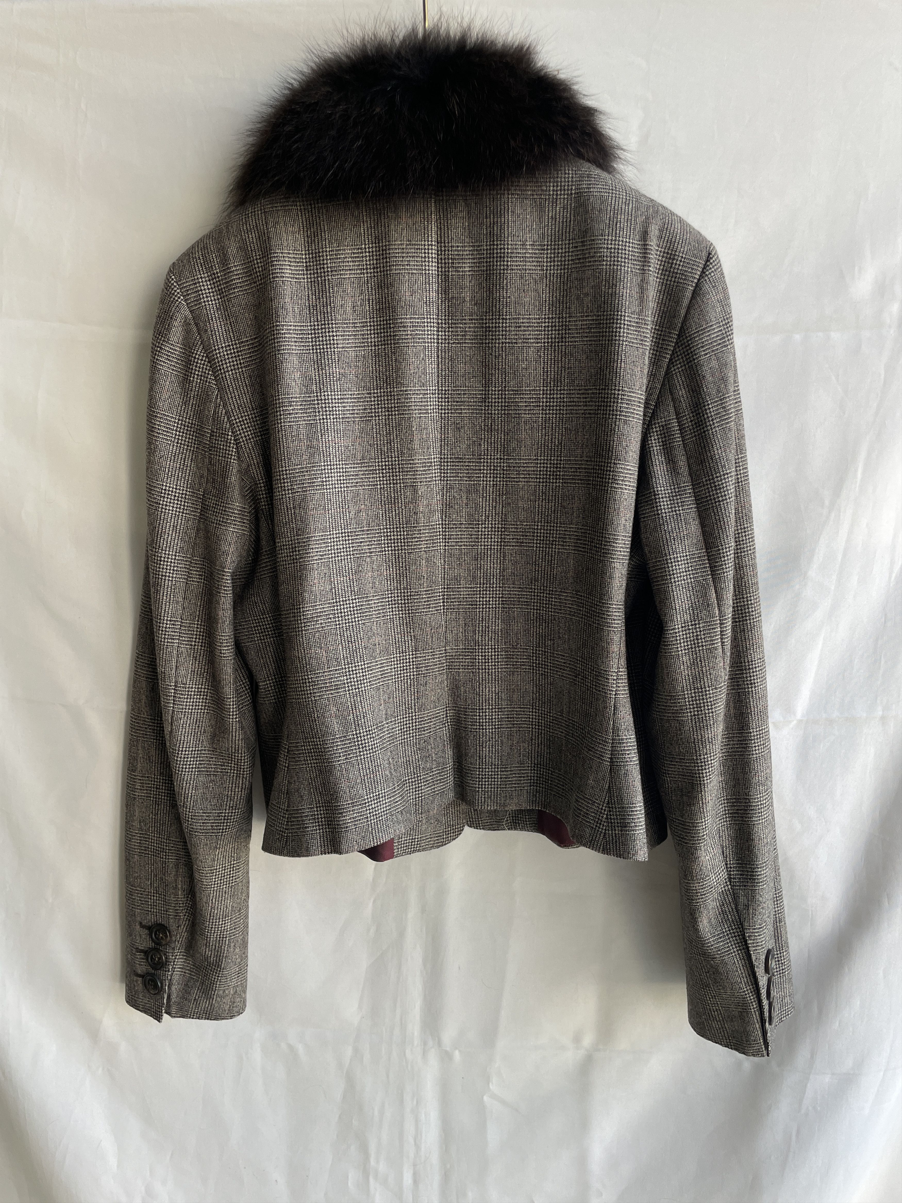 Sportmax Sportmax by Max Mara Marmot Fur Check Wool Blazer Size XL / US 12-14 / IT 48-50 - 2 Thumbnail