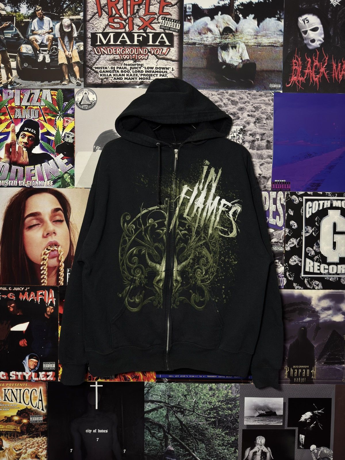 Vintage In Flames Zip Hoodie