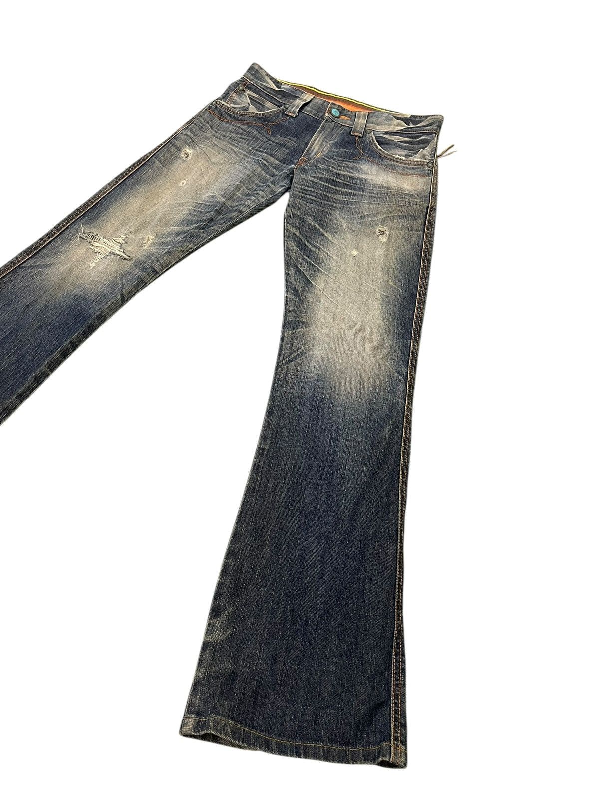 Edwin Flare Jeans Edwin Japan Faded Distress Boot Cut 7🟦 Size US 31 - 3 Thumbnail
