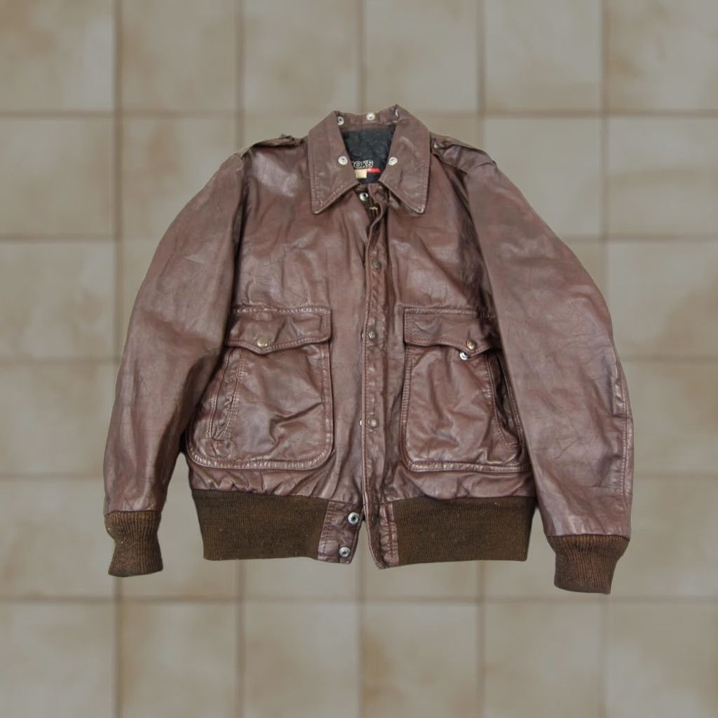 Brooks VINTAGE Brooks Leather Jacket Mens L Brown Bomber Coat 70s Full Zip Zipper Leather Lining 80s 90s Western Man Size US L / EU 52-54 / 3 - 1 Thumbnail