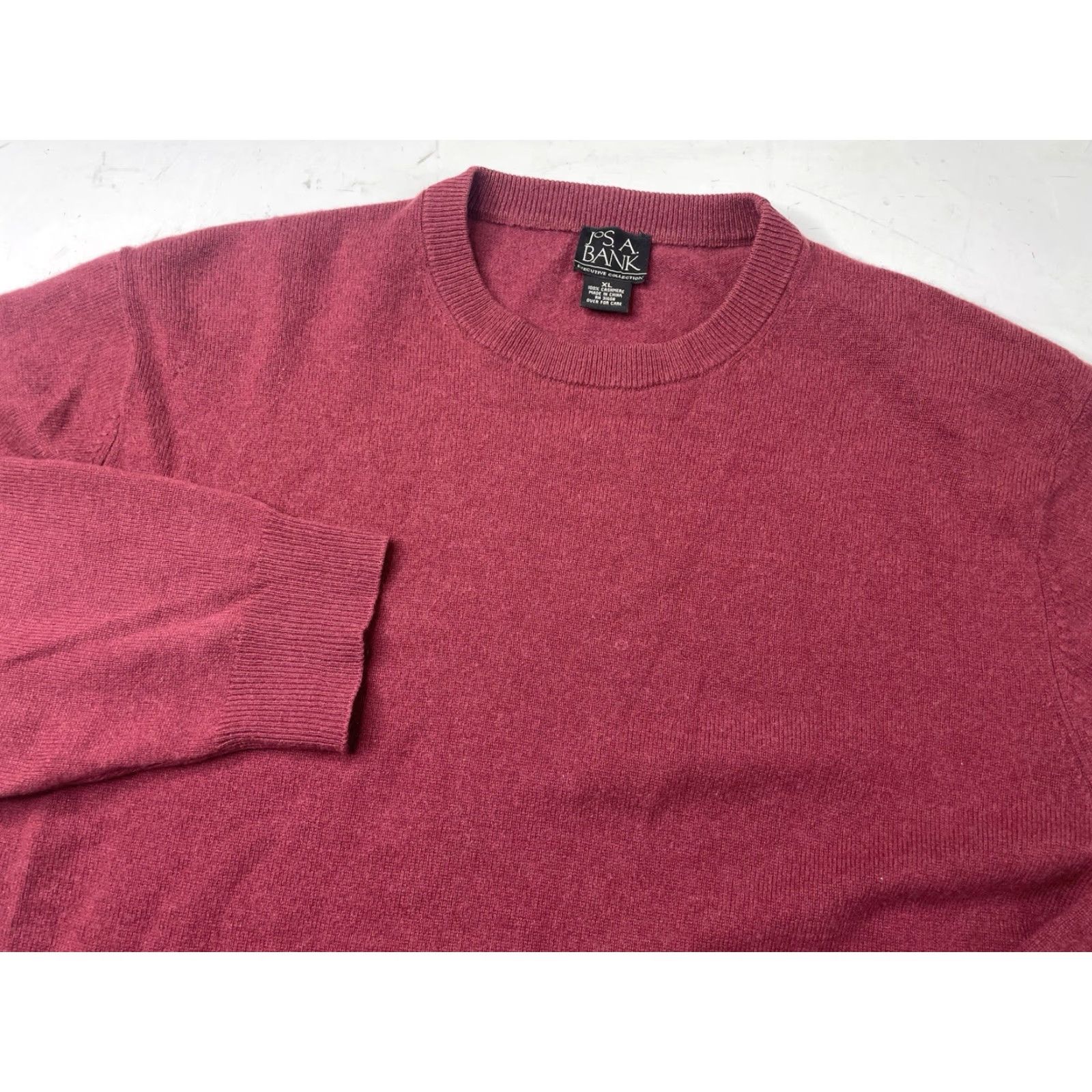 Jos. A. Bank Executive Collection JOS A. BANK 100% Cashmere Crew Sweater Burgundy Men’s Large Size US XL / EU 56 / 4 - 2 Thumbnail