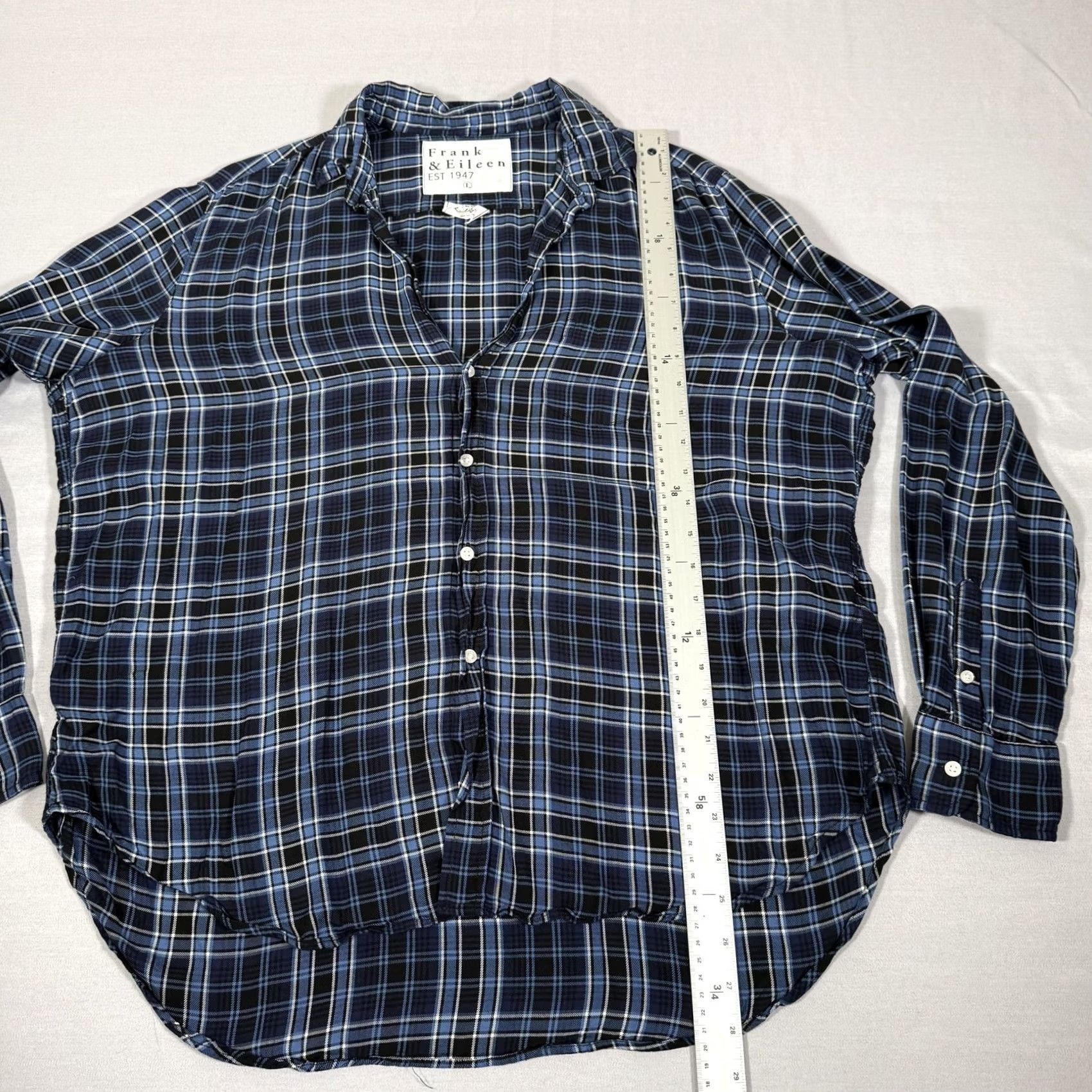 Frank & Eileen Frank & Eileen Button-Up Shirt Women Large Blue Plaid Modal Italy Eileen Relaxed Lightweight Casual Vintage No Size L / US 10 / IT 46 - 6 Thumbnail