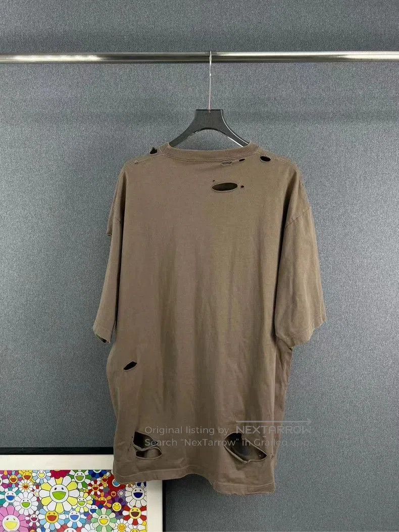 Balenciaga Balenciaga Brown Distressed Letter Short Sleeve. Size US M / EU 48-50 / 2 - 2 Thumbnail