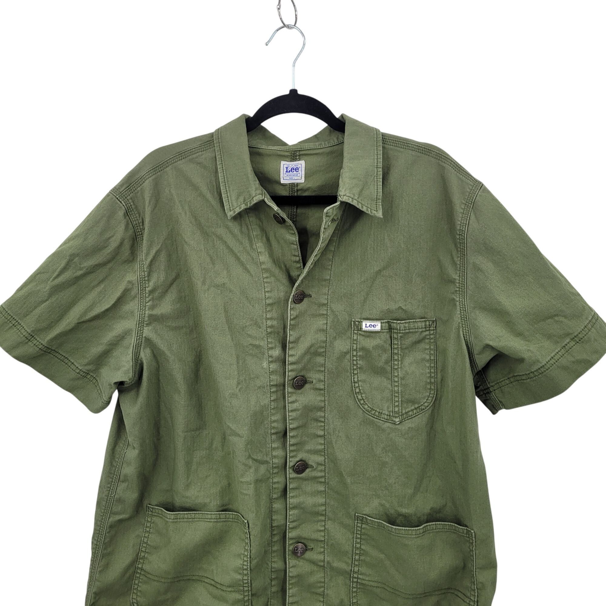 Lee Vtg Lee Workwear Army Green Pinafore Denim Utility Shirt Dre Size L / US 10 / IT 46 - 11 Thumbnail