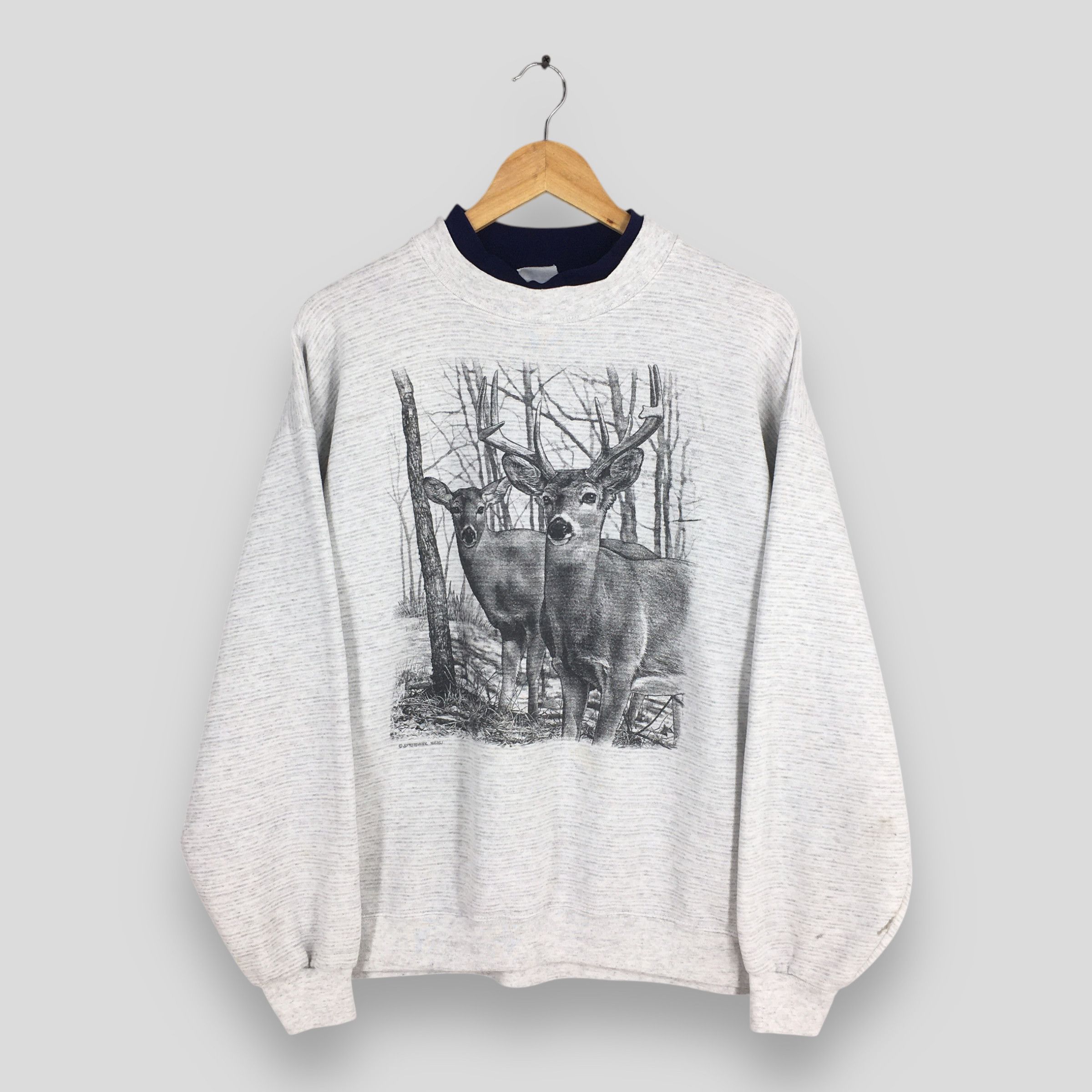 Habitat Vintage Deer Animal White-Tailed Gray Sweatshirt XLarge Size US XL / EU 56 / 4 - 1 Thumbnail
