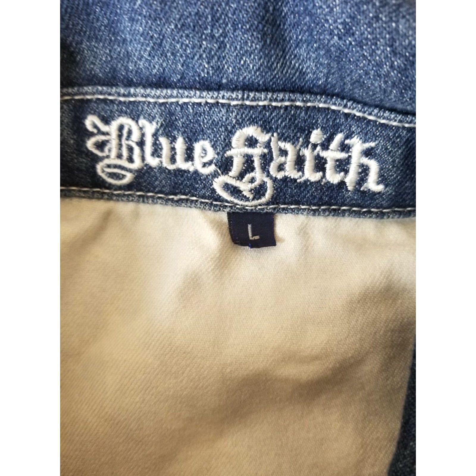 Vintage VINTAGE Blue Faith Denim Vest Shirt Womens L American Flag Patriot Cropped Jeans Style 90s Womens Mens? Size 36" / US 14 / IT 50 - 4 Thumbnail