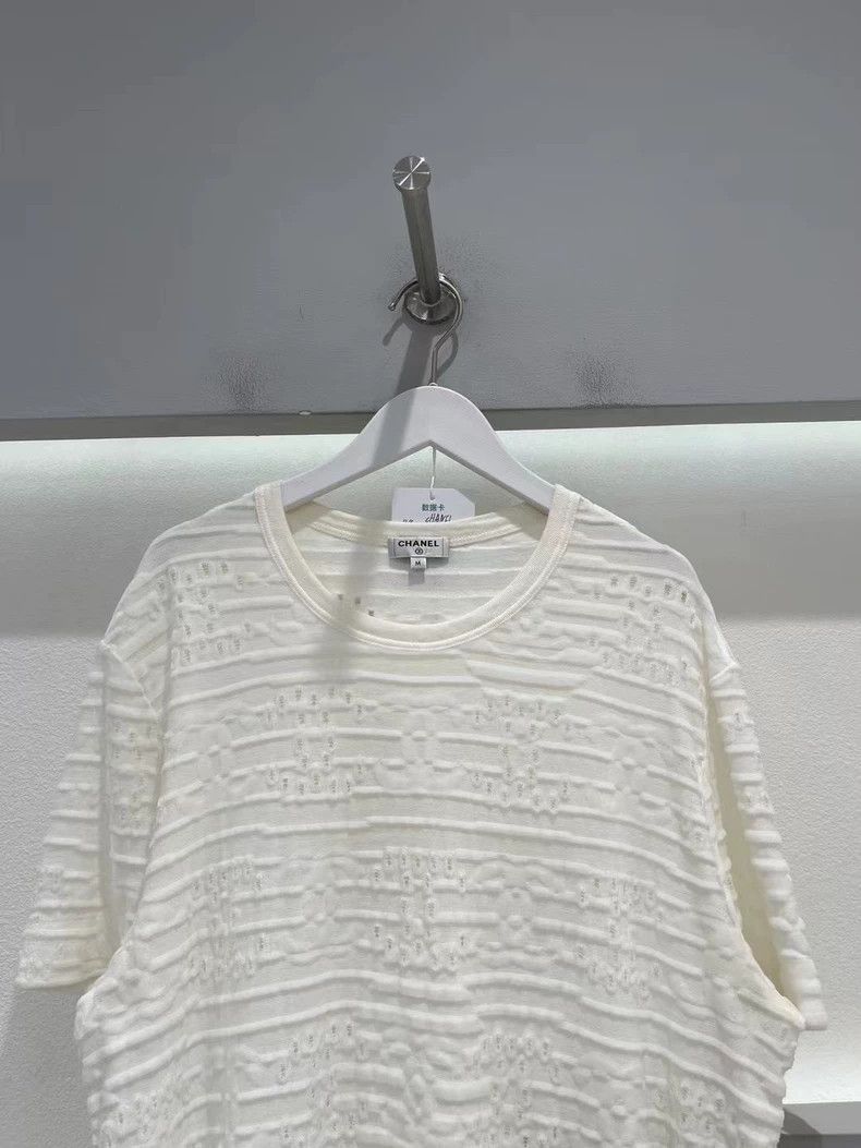 Chanel Chanel White Hollow Logo Short Sleeve Tee -2505 Size US M / EU 48-50 / 2 - 3 Thumbnail