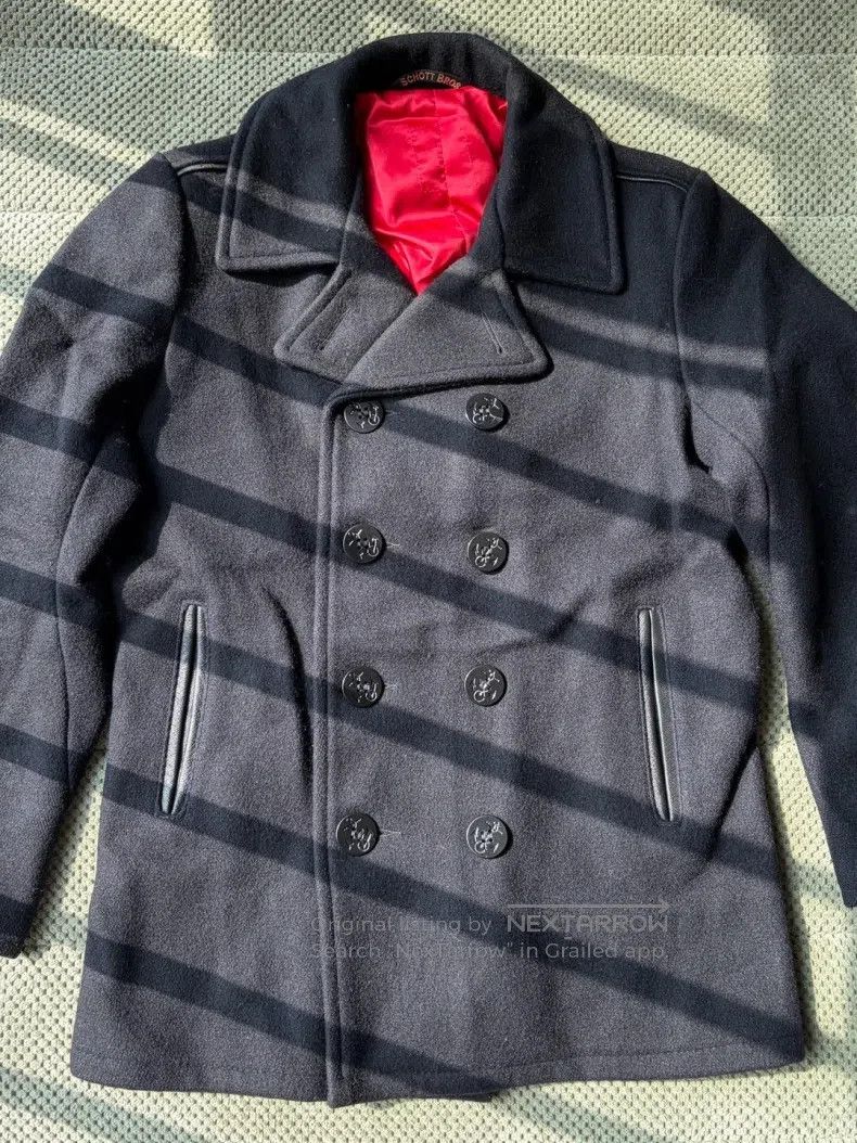 Schott Schott Classic navy woolen short double-breasted coat Size US M / EU 48-50 / 2 - 1 Thumbnail