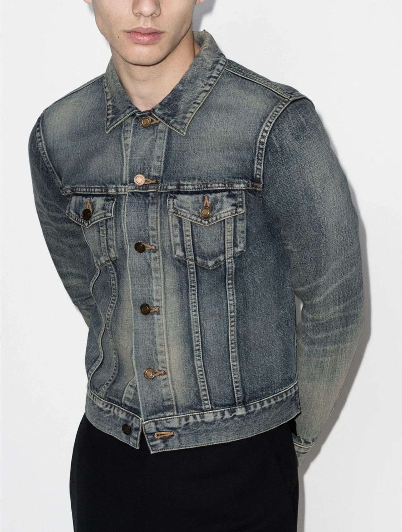 Saint Laurent Paris Saint Laurent Washed-effect Denim Jacket Size US M / EU 48-50 / 2 - 8 Thumbnail