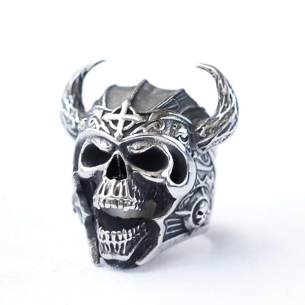 Jewelry Viking Warrior Skull Ring Streetwear Jewelry Fashion Gift Size ONE SIZE - 7 Thumbnail
