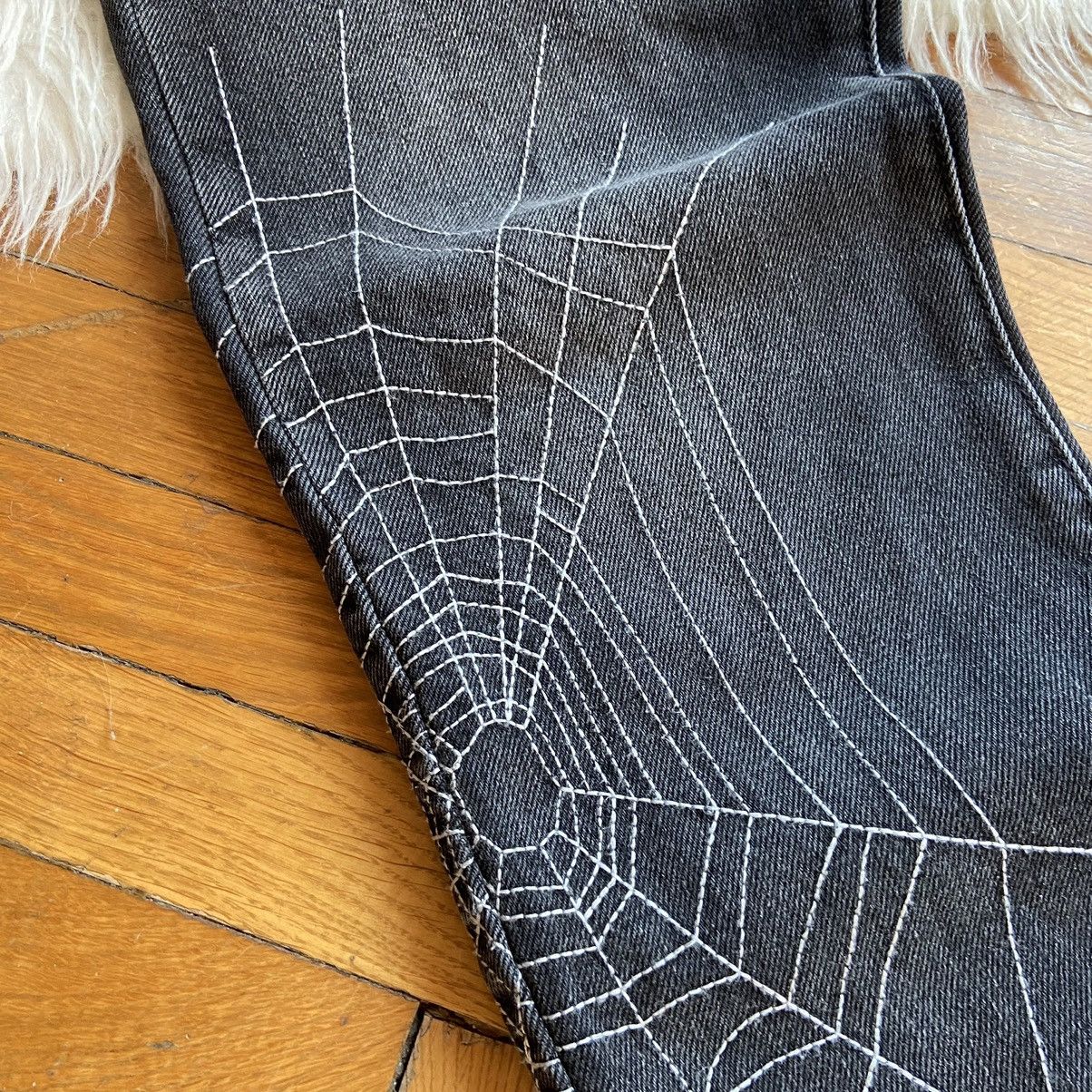 MNML 📌 Crazy MNML Spider Web Y2K Denim Jeans Size US 32 / EU 48 - 8 Thumbnail