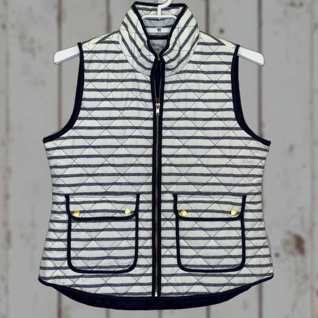 Vintage VINTAGE Cambridge Dry Goods Quilted Vest Womens XL Blue Stripe Full Zip Pockets NEW Size XL / US 12-14 / IT 48-50 - 1 Thumbnail