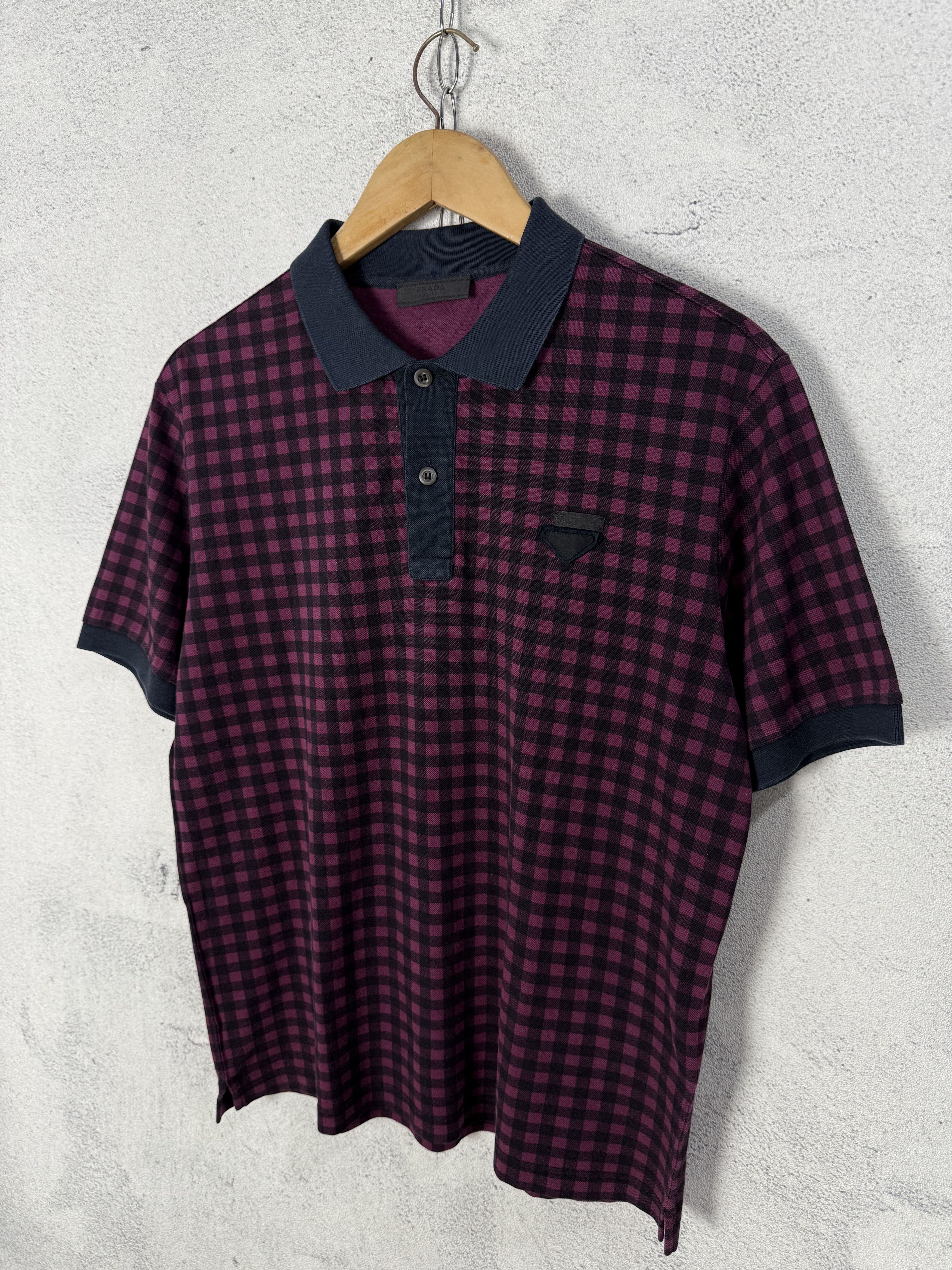 Prada Prada Checkered Polo Shirt Size US L / EU 52-54 / 3 - 3 Thumbnail