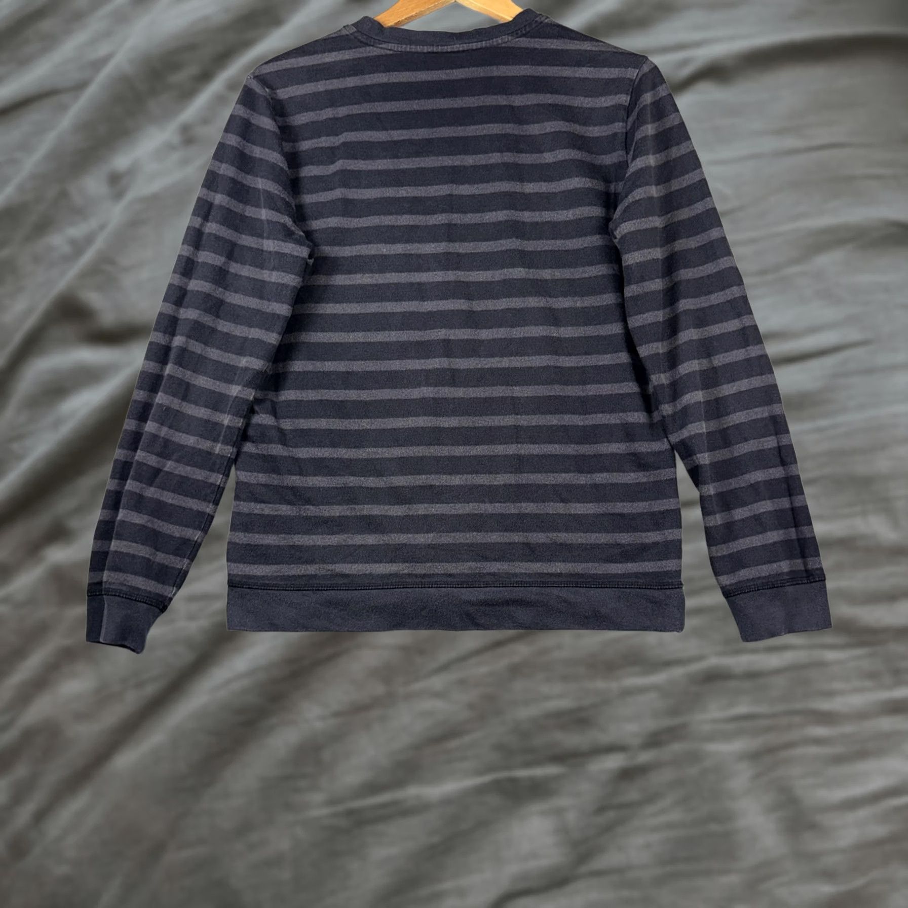 A.P.C. Sweatshirt Mens M Gray Striped Cotton Crewneck Pullover Knit Casual