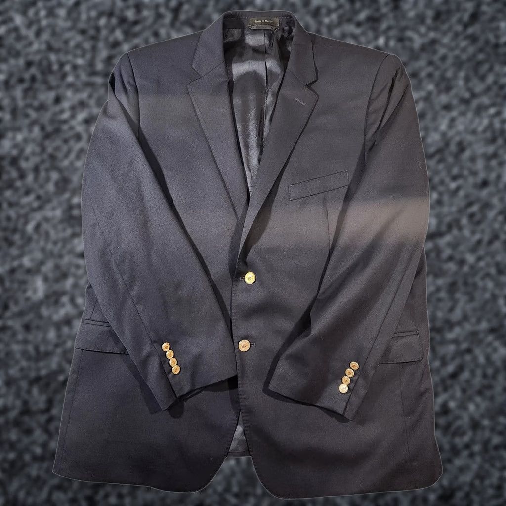 Ralph Lauren VINTAGE Lauren Ralph Lauren Blazer Mens 50R Navy 100% Wool Slim Fit Gold Buttons Size 50R - 1 Thumbnail