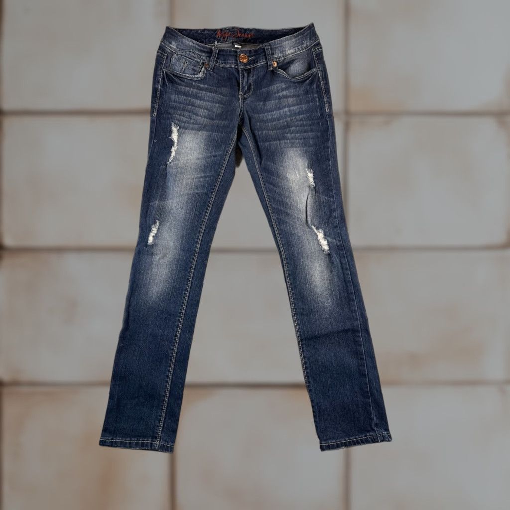 Vintage Ariya Somerset Jeans Western Rock Embroidered Slim Straight Blue Dark Wash Womens 5/6 Jeans Size 27" / US 4 / IT 40 - 1 Thumbnail