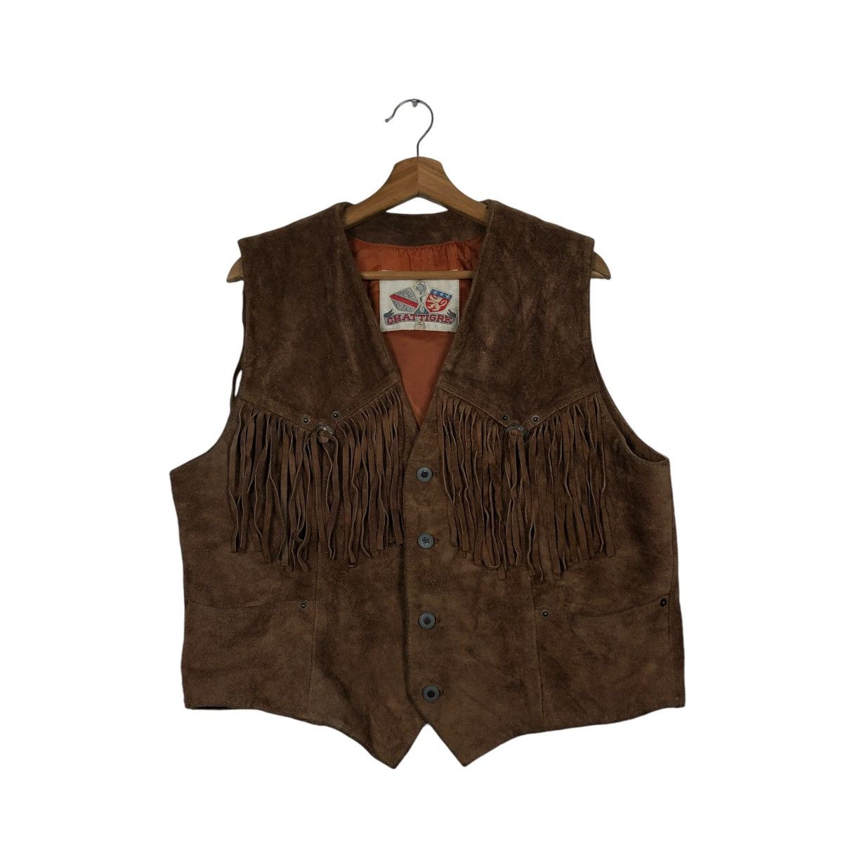 Japanese Brand 🔥VINTAGE VEST GENUINE LEATHER COWBOY DESIGN CHATTIGRE Size US M / EU 48-50 / 2 - 3 Thumbnail
