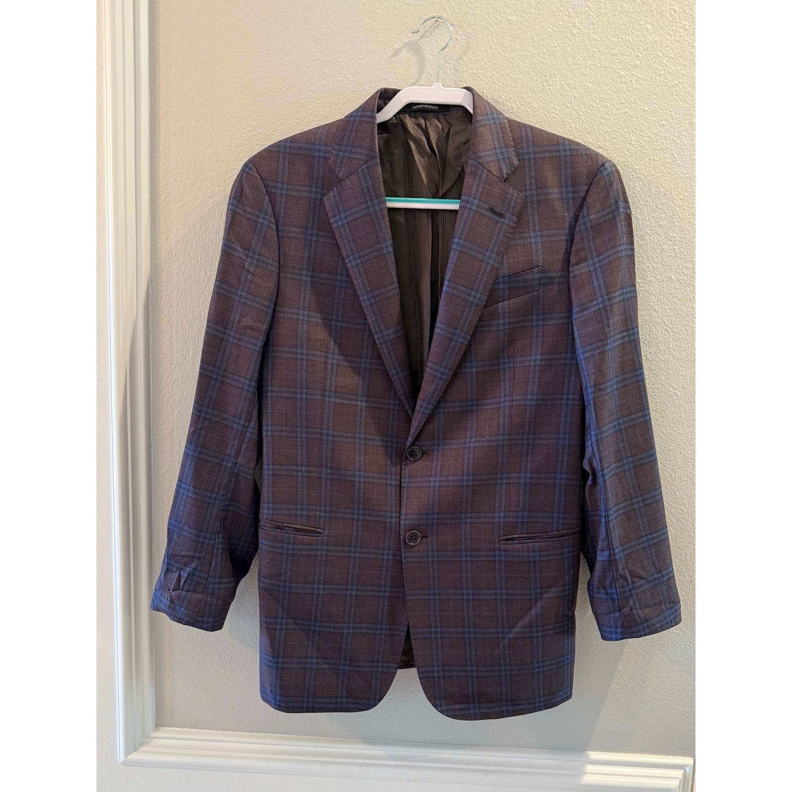 Emporio Armani G-Line Plaid Wool Super 130's Sz 50 EU 40 US