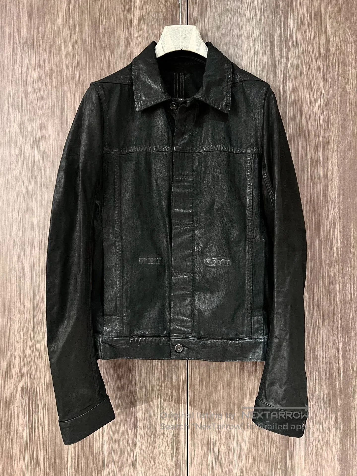 Rick Owens Drkshdw Rick Owens Black Waxed Denim Jacket. Size US S / EU 44-46 / 1 - 1 Thumbnail