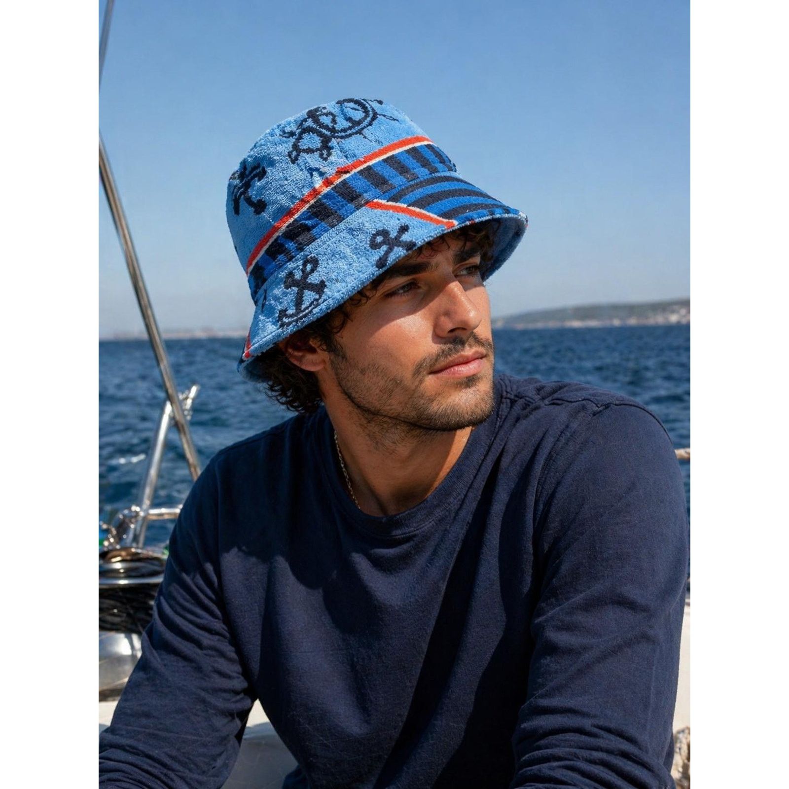 Other Upcycled Bucket Hat, Nautical Summer Hat, Soft, Packable, Size ONE SIZE - 3 Thumbnail