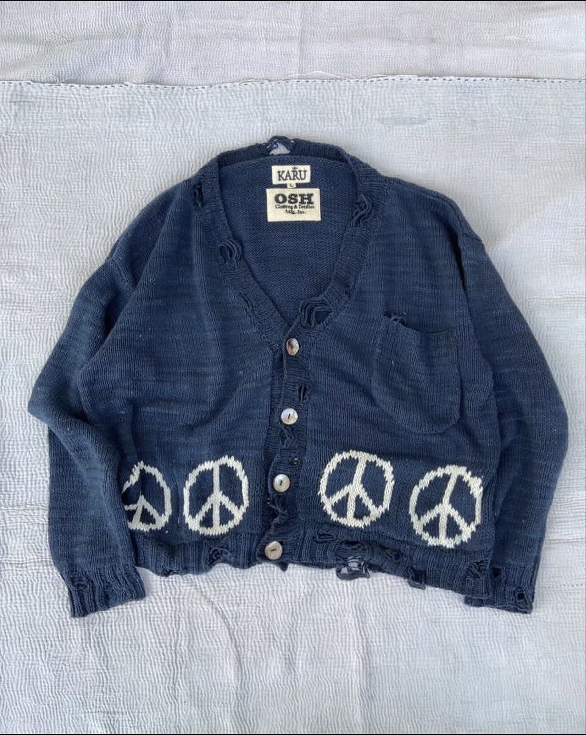 image of Karhu x Vintage Osh.fc X Karu Research Cardigan in Blue, Men's (Size Large)