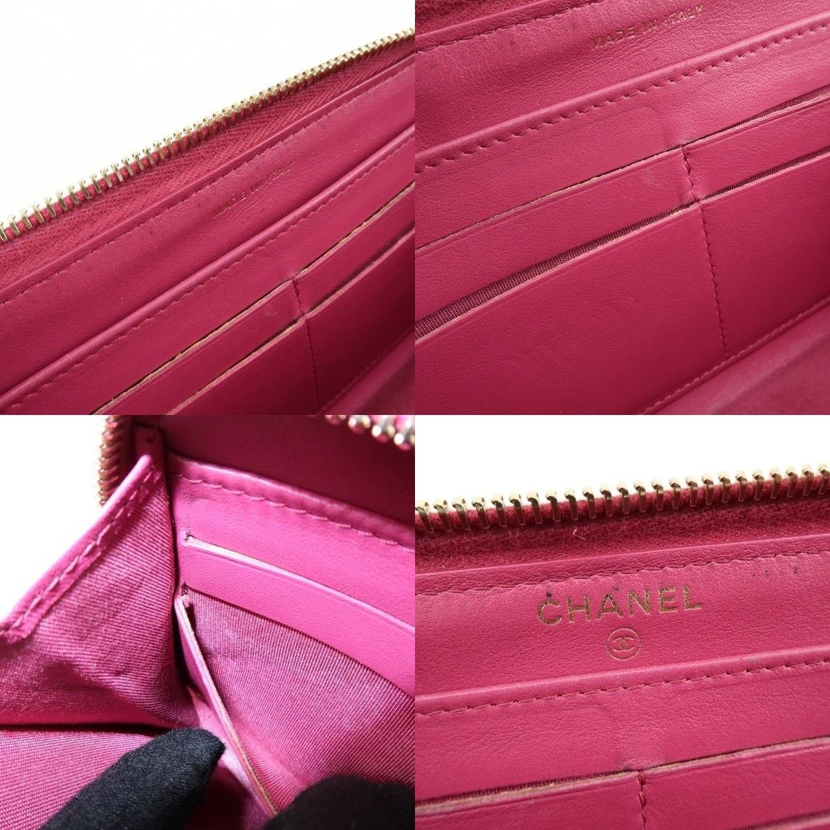 Chanel Chanel Camellia No.5 CC Logo Calfskin Zippy Long Wallet Pink Size ONE SIZE - 7 Thumbnail