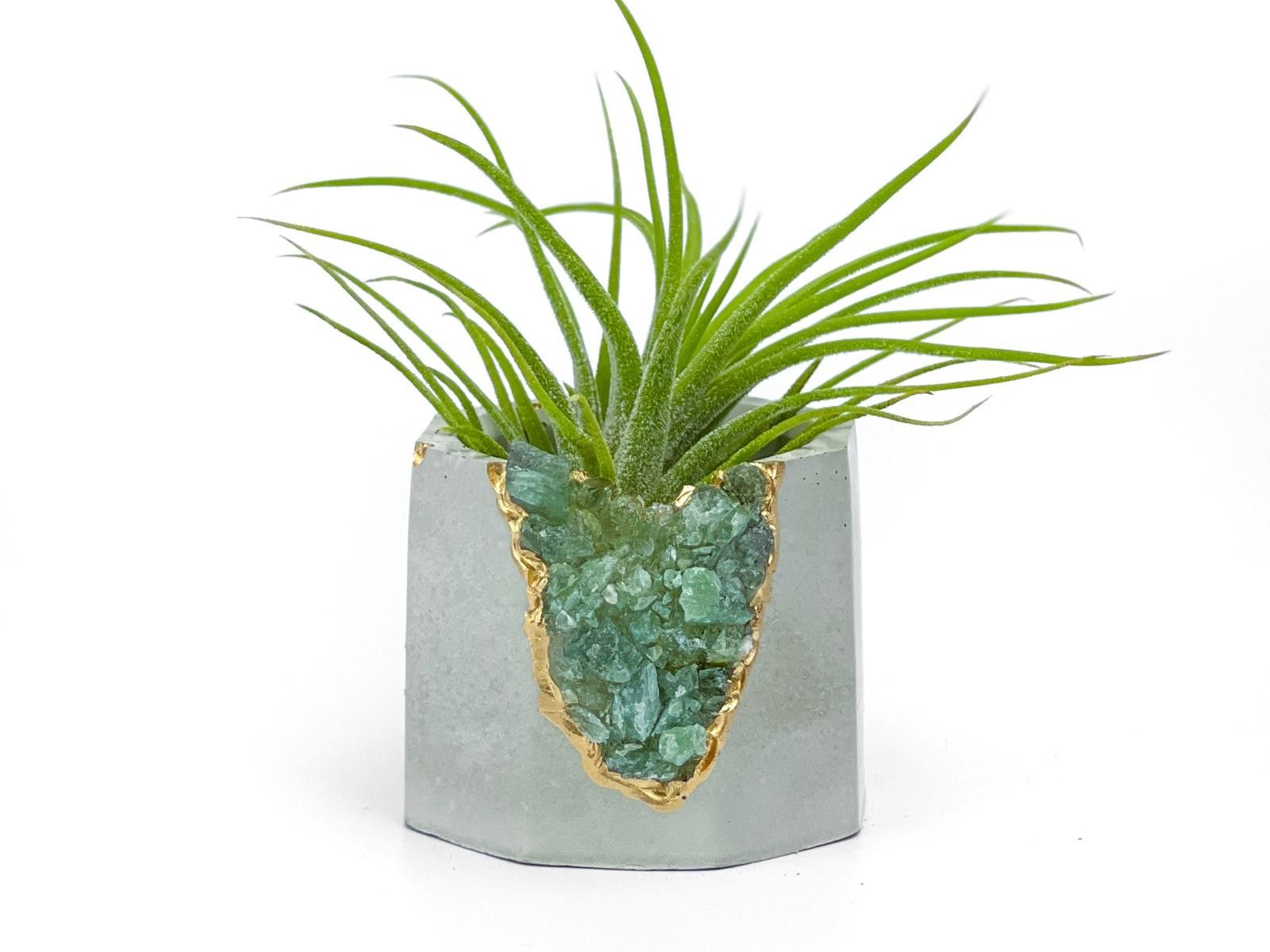 Other Green Apatite Crystal Planter | Handmade Concrete Geode Pot Size ONE SIZE - 1 Thumbnail