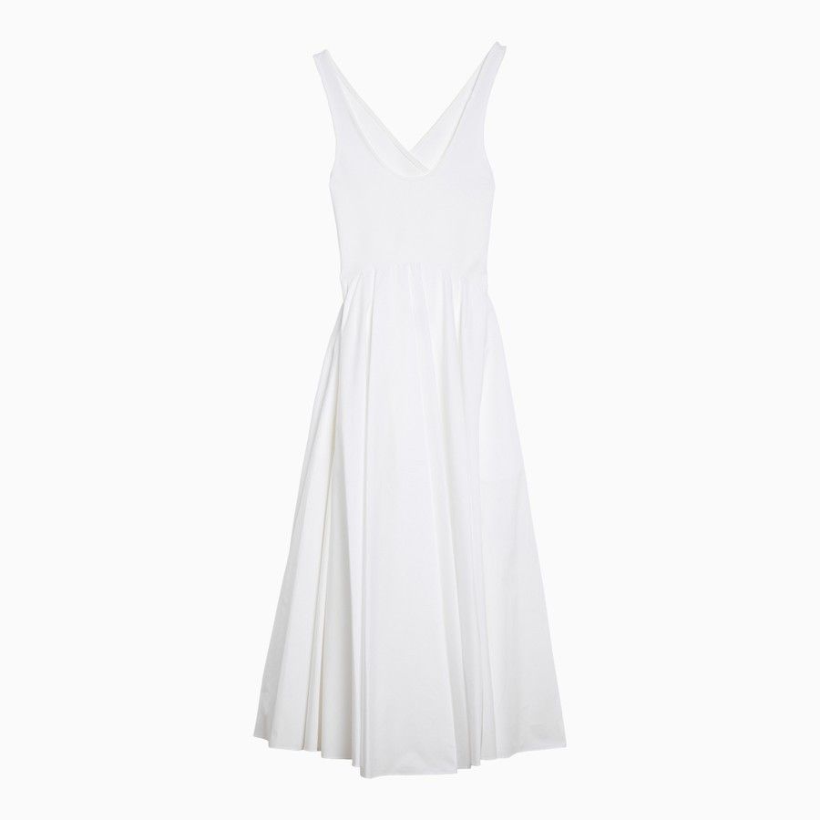 o1d2blof0724 Cotton Skirt Tank Dress in White