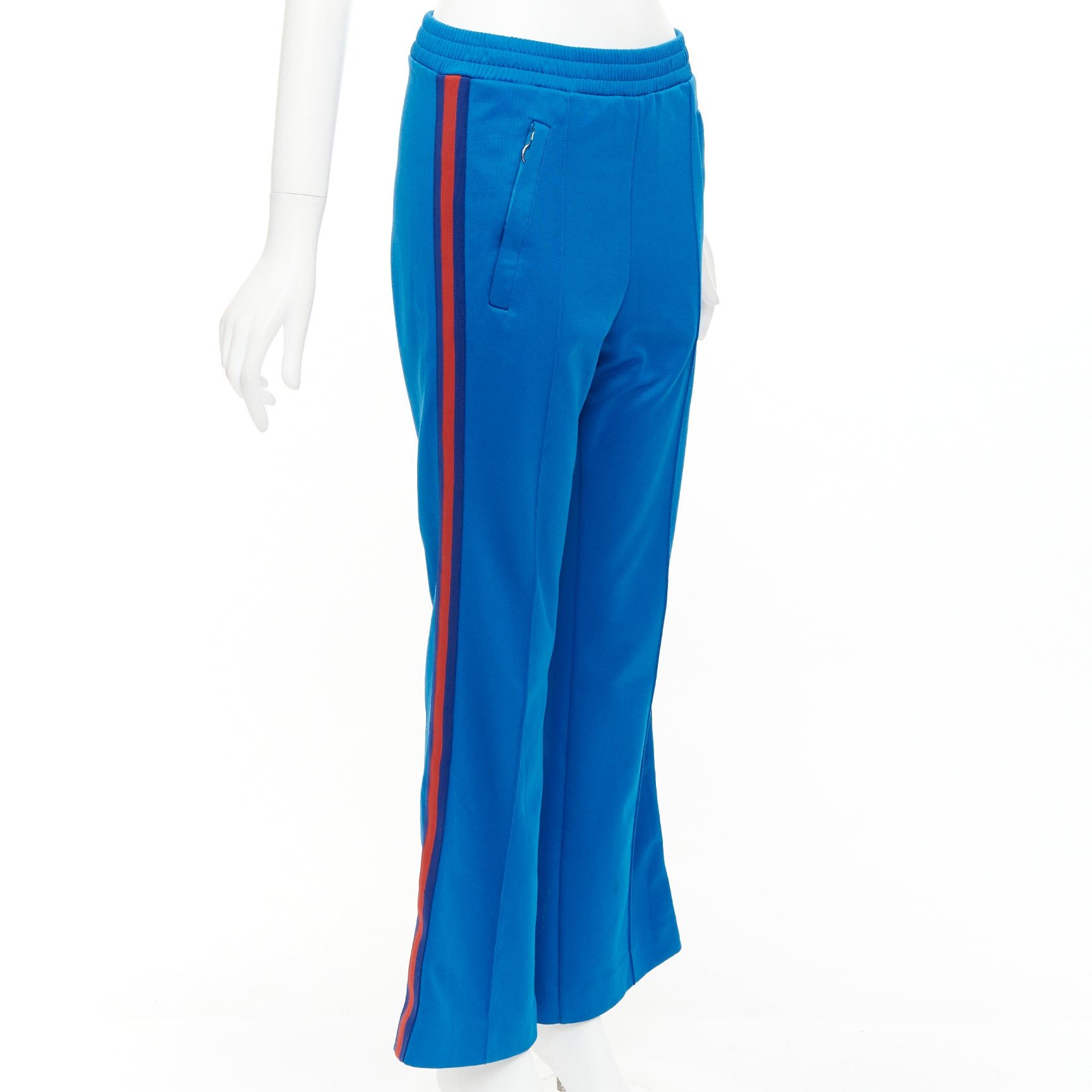 Gucci GUCCI blue red webbing trims flare cropped track pants S Size 27" / US 4 / IT 40 - 1 Thumbnail