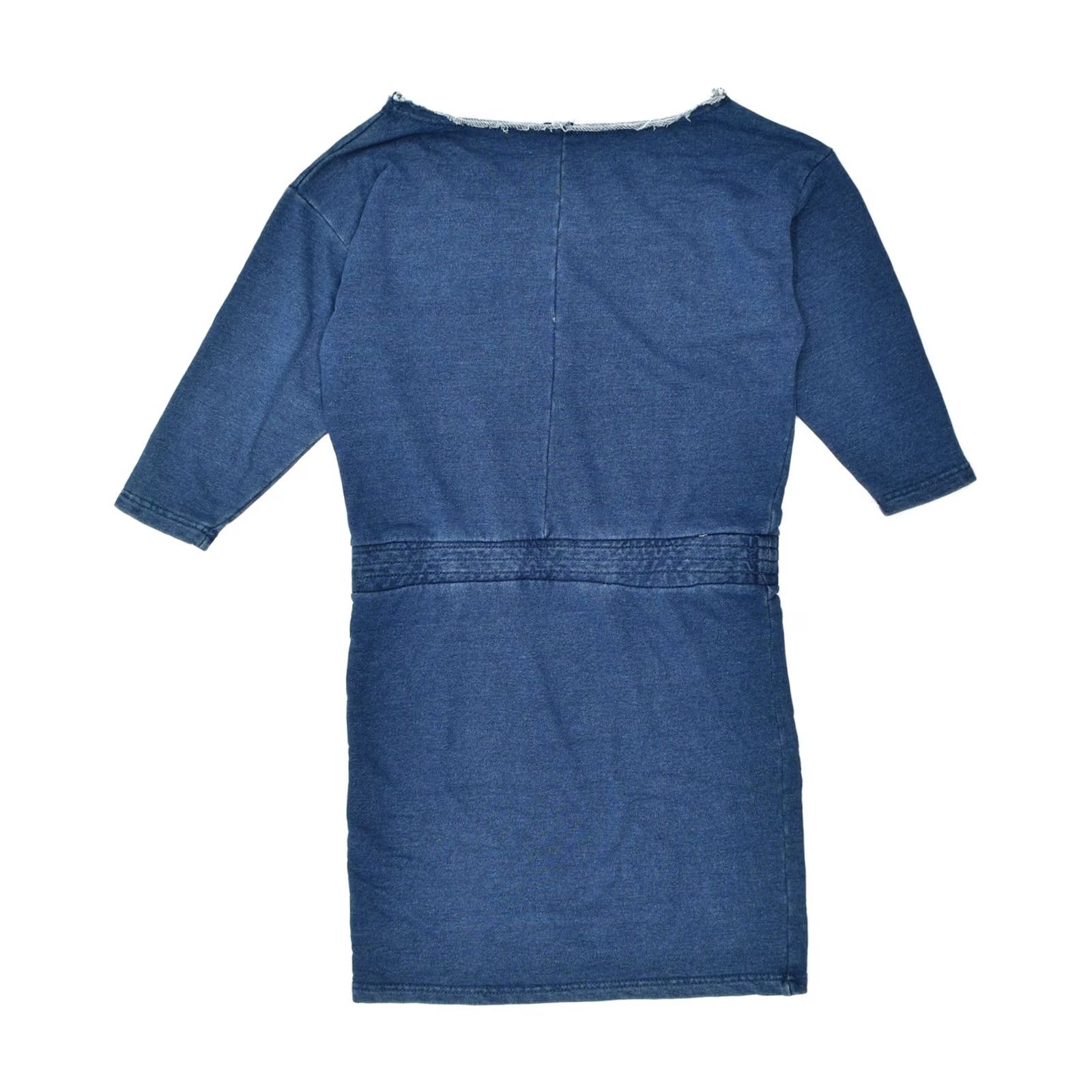 Vintage VINTAGE RUTME Womens Drop Waist Dress UK 14 Medium Blue Cotton M Size M / US 6-8 / IT 42-44 - 2 Thumbnail