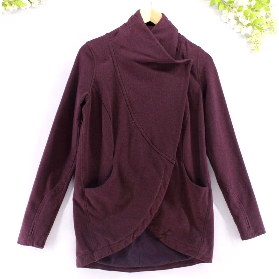 Lululemon Lululemon Women's That's a Wrap Stretch French Terry Jacket Heathered Bordeaux D Purple Solid Long Sleeve Jacket 4 Womens Size S / US 4 / IT 40 - 2 Thumbnail