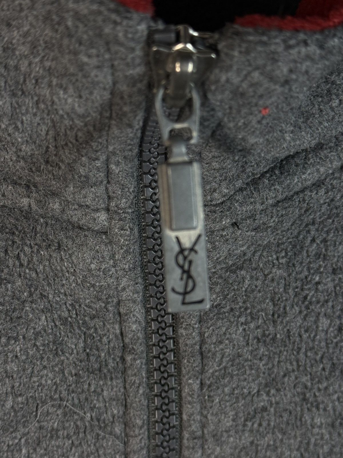 Yves Saint Laurent Fleece YSL Sweatshirt 1/4 Quarter Zip Big Logo Grey Vintage Size US M / EU 48-50 / 2 - 3 Thumbnail