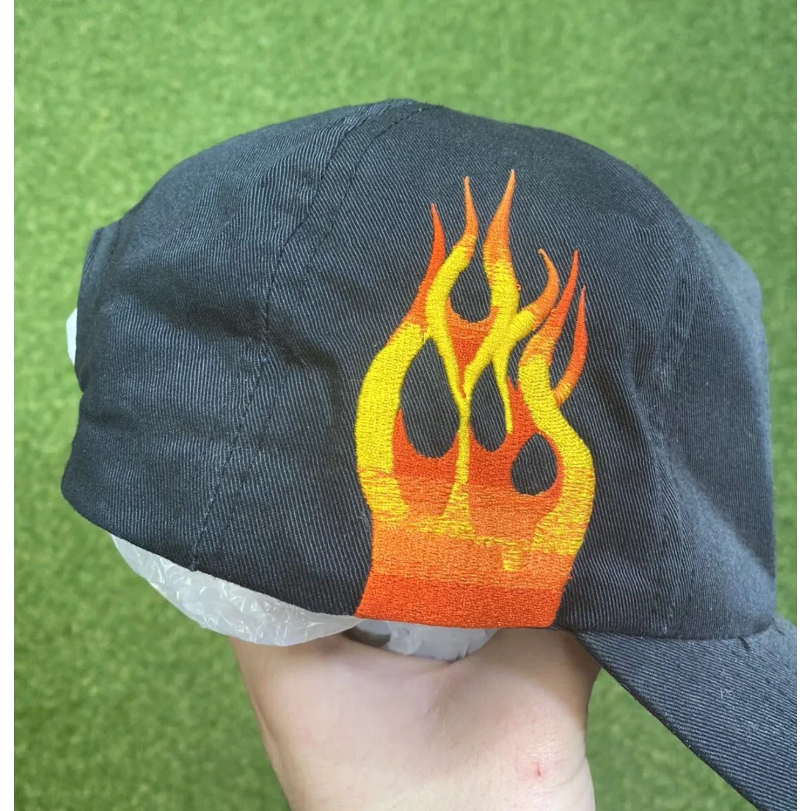 Harley Davidson Harley-Davidson Snapback Hat Flame AOP 90s Vintage Cap Adjustable Strap Mens Adjustable Black Cotton Knit Hat Size ONE SIZE - 5 Thumbnail