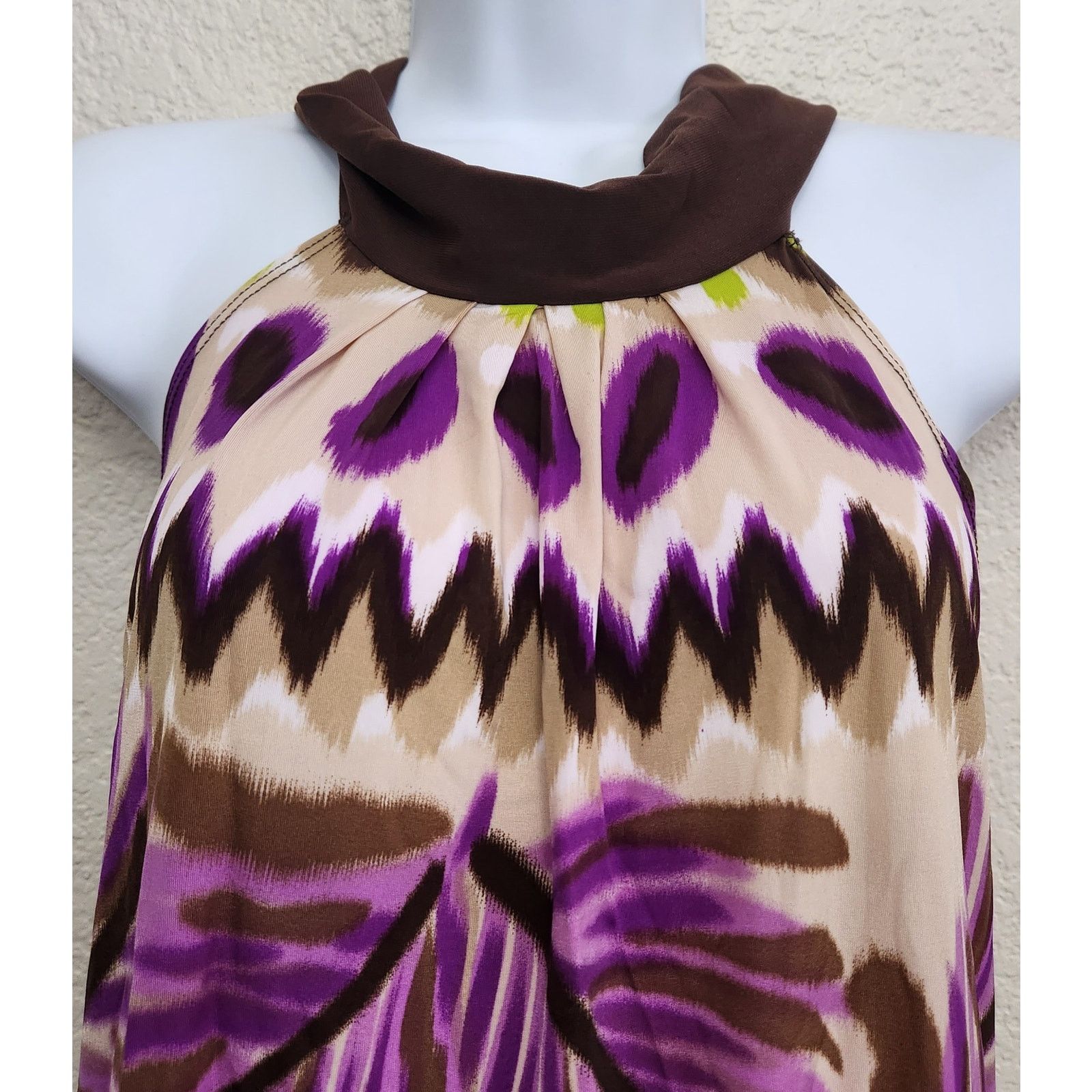 rue21 Rue 21 Purple Tan Brown Floral Print Halter Mini Dress XL Size XL / US 12-14 / IT 48-50 - 2 Thumbnail