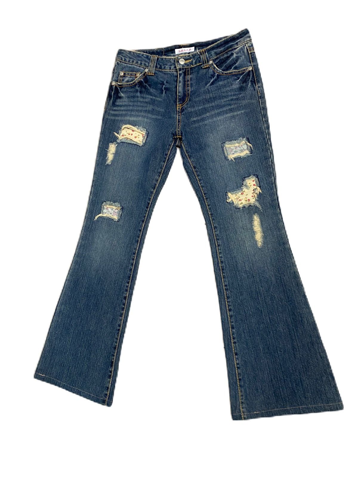 Japanese Brand SUPER FLARE C.O.L.Z.A DISTRESS DENIM Size US 30 / EU 46 - 3 Thumbnail