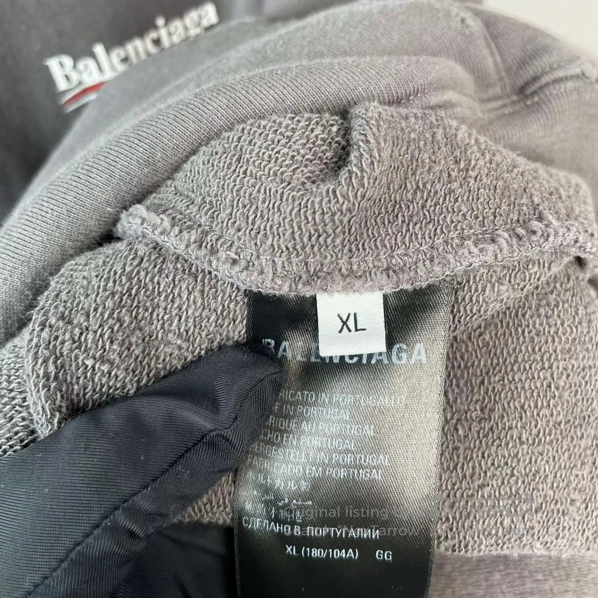 Balenciaga Gray Oversized Hoodie with Front Pocket . Size US XL / EU 56 / 4 - 5 Thumbnail