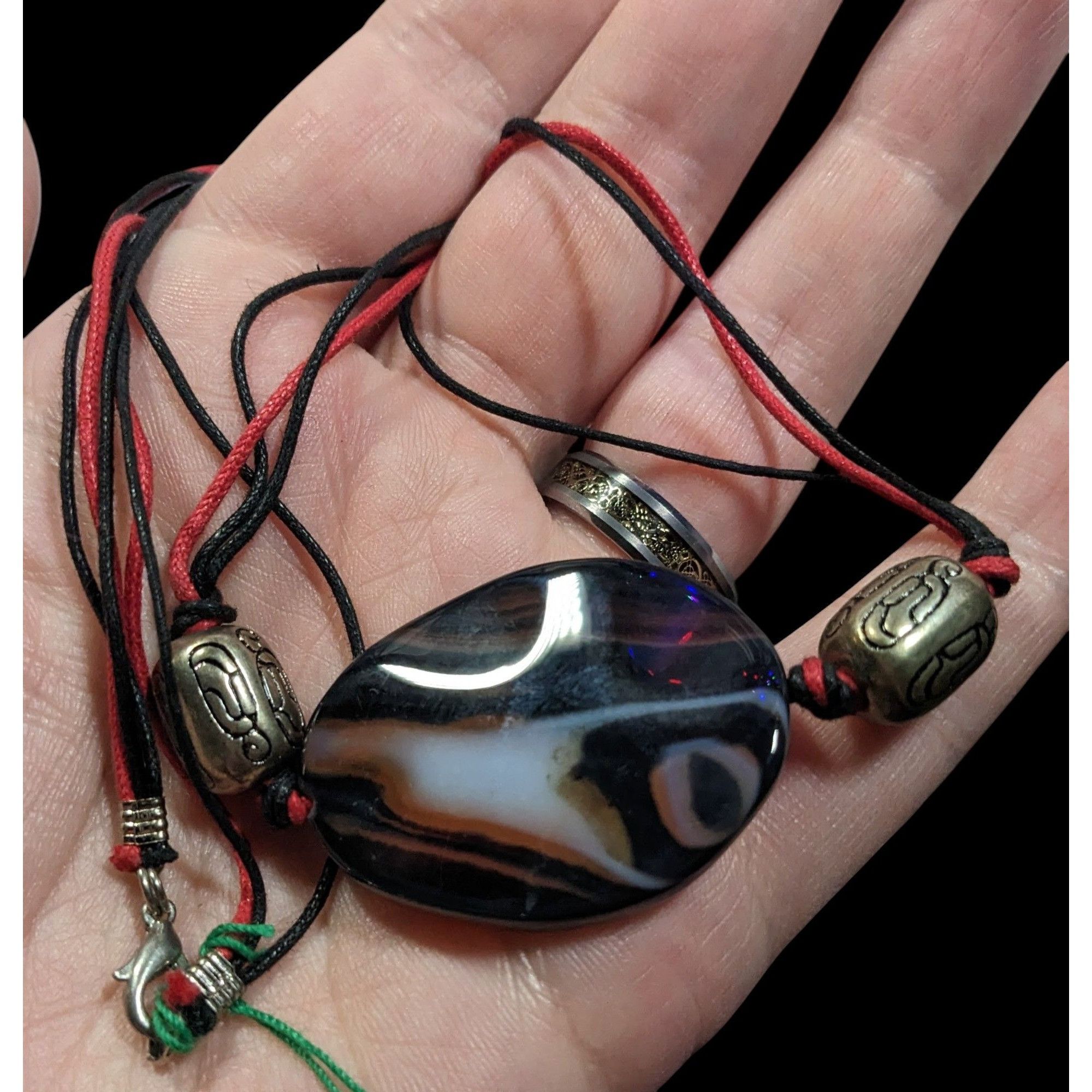 Other Handmade Connection Stone Red And Black Pendant Necklace Size ONE SIZE - 2 Thumbnail