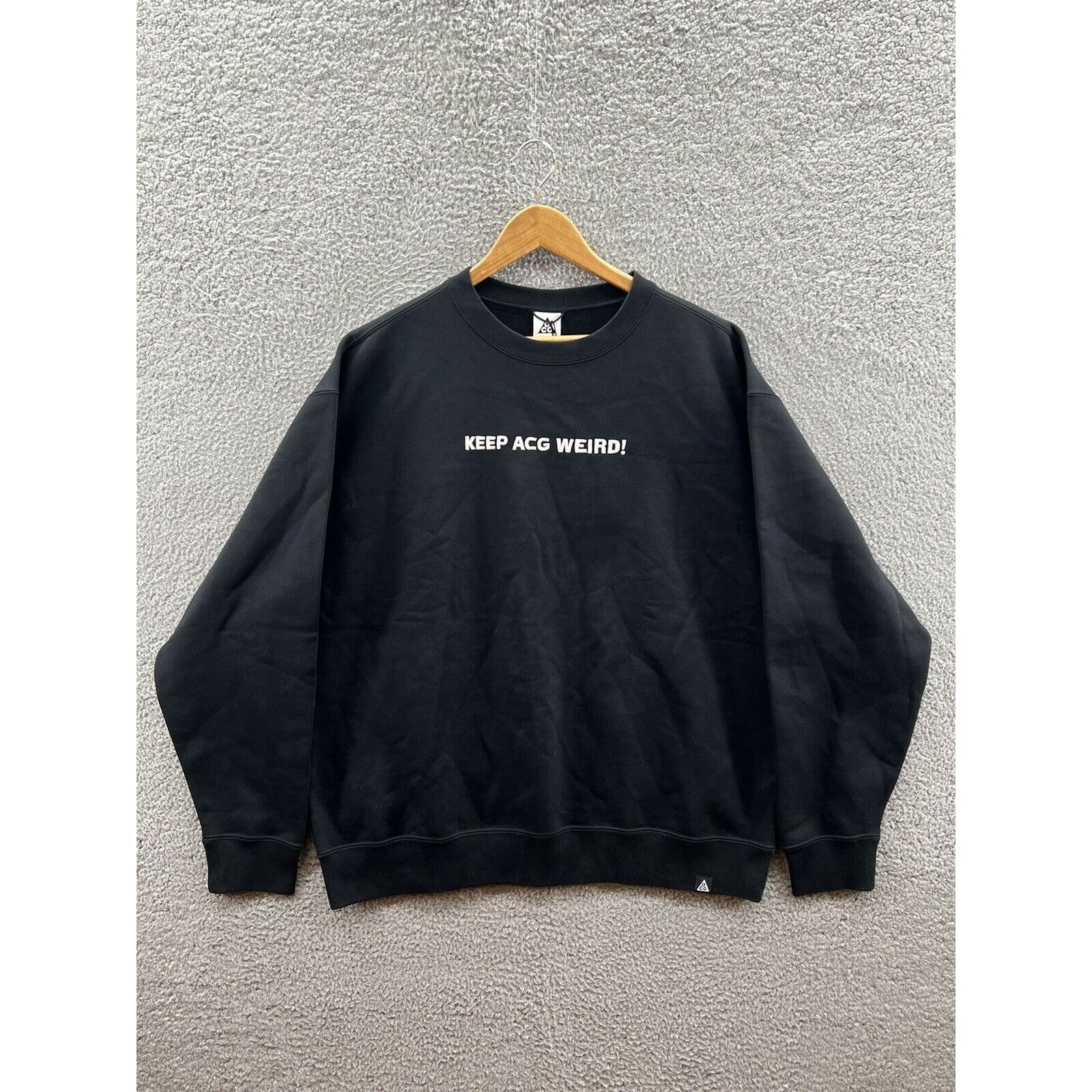 NIKEacg ナイキACG KEEP IT WEIRD! ブラック スウェット Nike ACG Therma Fit Crew Sweatshirt “Keep ACG Weird” Sz