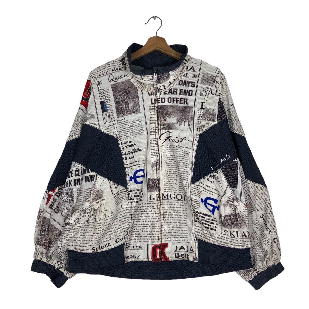 Japanese Brand 📌Vintage Newspaper Zipper Jacket Full Print Size US M / EU 48-50 / 2 - 2 Thumbnail