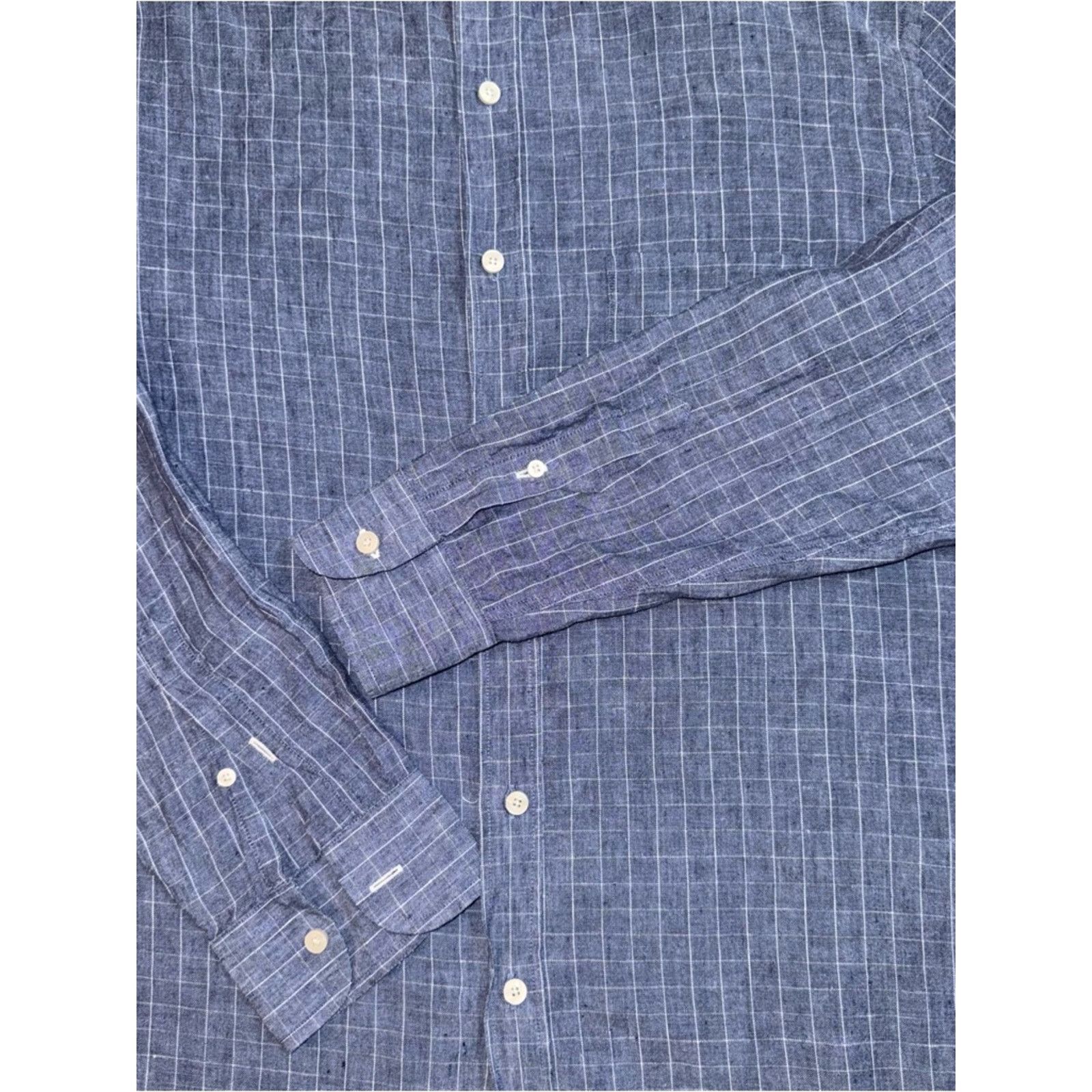 UNTUCKit UNTUCKit Linen Blue Windowpane Button Down Shirt Size XL Size US XL / EU 56 / 4 - 2 Thumbnail